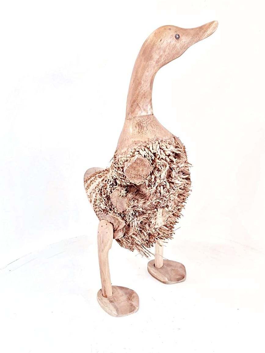 delightful contemporary Tall Standing Duck - carved from the roots of giant teak trees - 46cm tall!