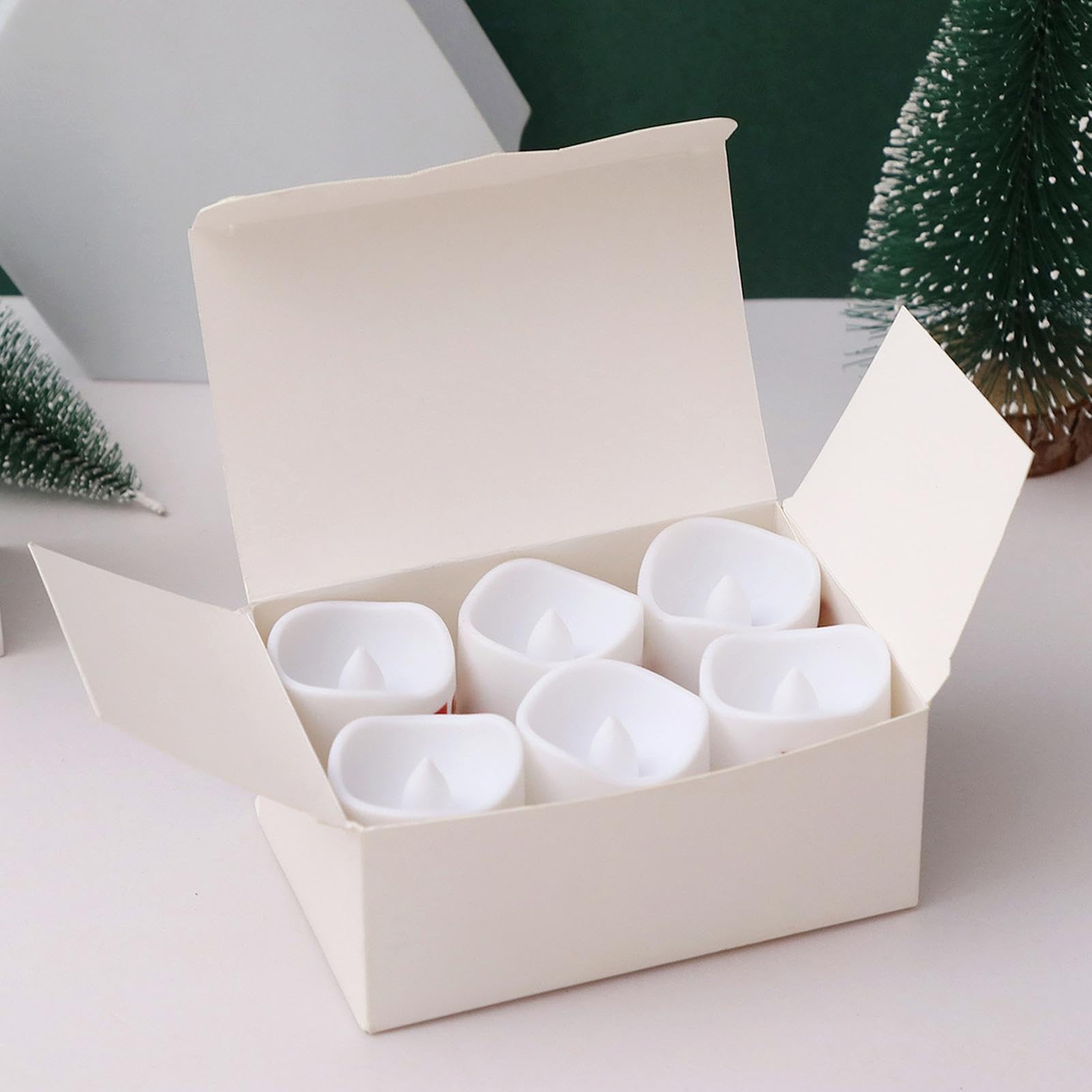 6 Candele Led Natalizie In Metallo Con Batteria - Forma Stella, Luna E Albero - Luci Da Tavolo Senza Fiamma Calde