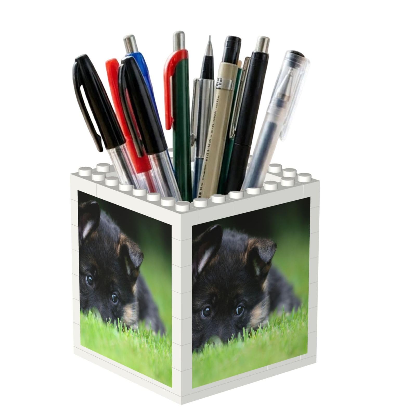 Poadnly German Shepherd Puppy Pets Lawn Bokeh Dogs, Pen Pot Pencil Holder for Office Home School, Compact Desk Organiser for Office Stationery