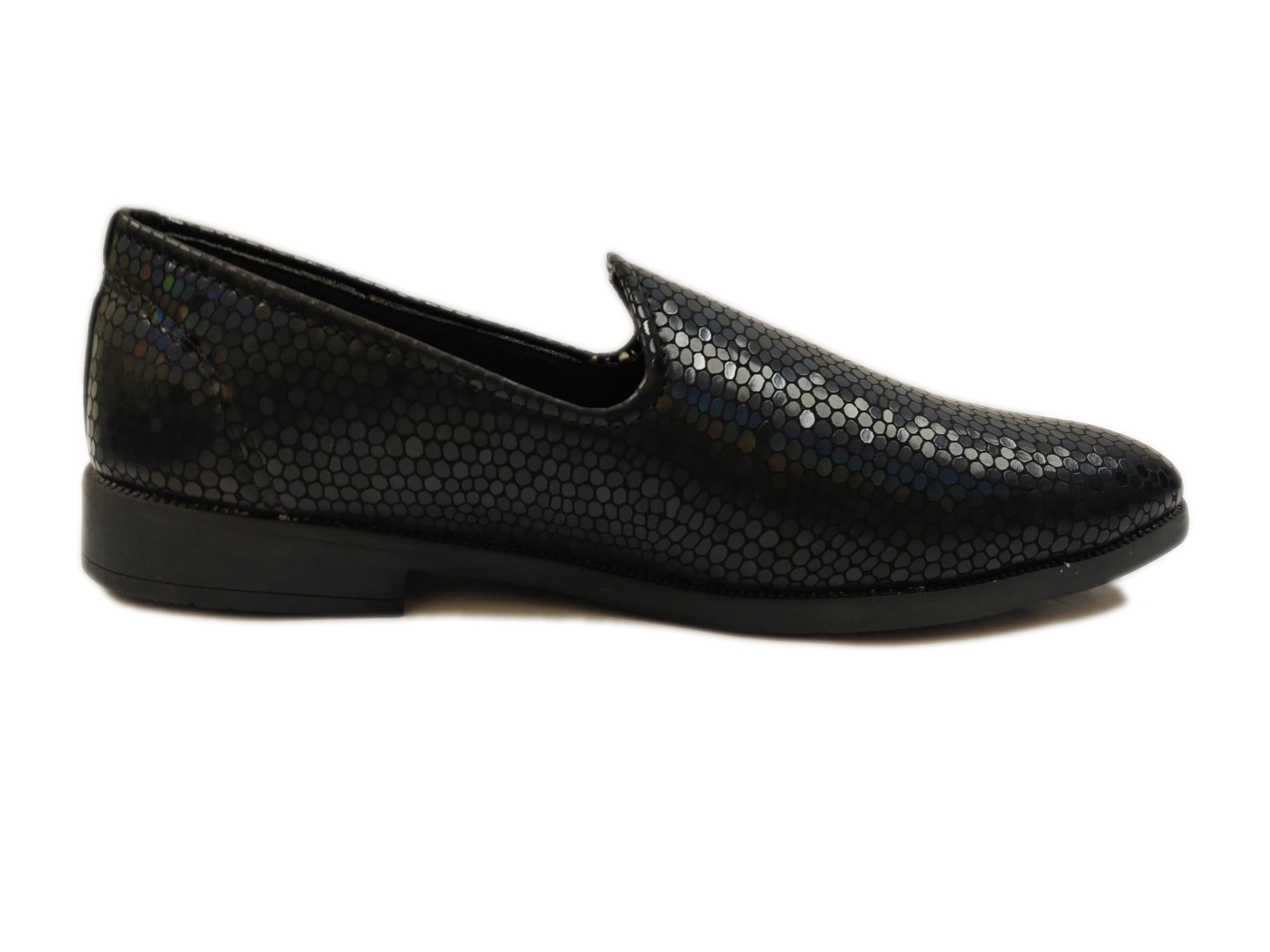 VELOUR INDIA Black Kaleidoscopic Rainbow Textured Slipon Shoes for Men (8) 1