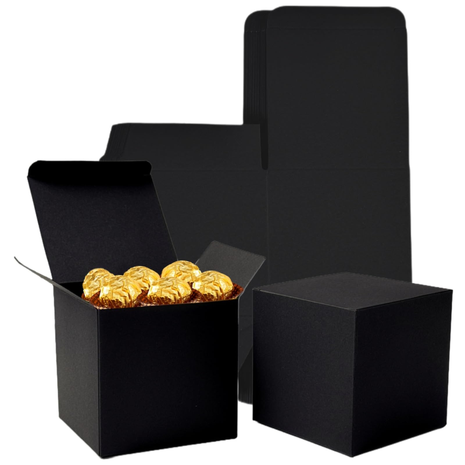 15 Scatole Regalo Quadrate In Carta Kraft Nera 10x10x10 Cm Con Coperchio, Per Feste E Compleanni
