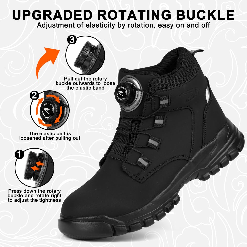 Chaussures de Sécurité Homme, Chaussures de Travail Embout Acier Montante, Bottes de Sécurité Antidérapant Respirant, Basket de Securite Légère Imperméables, Baskets Chantier Confortable