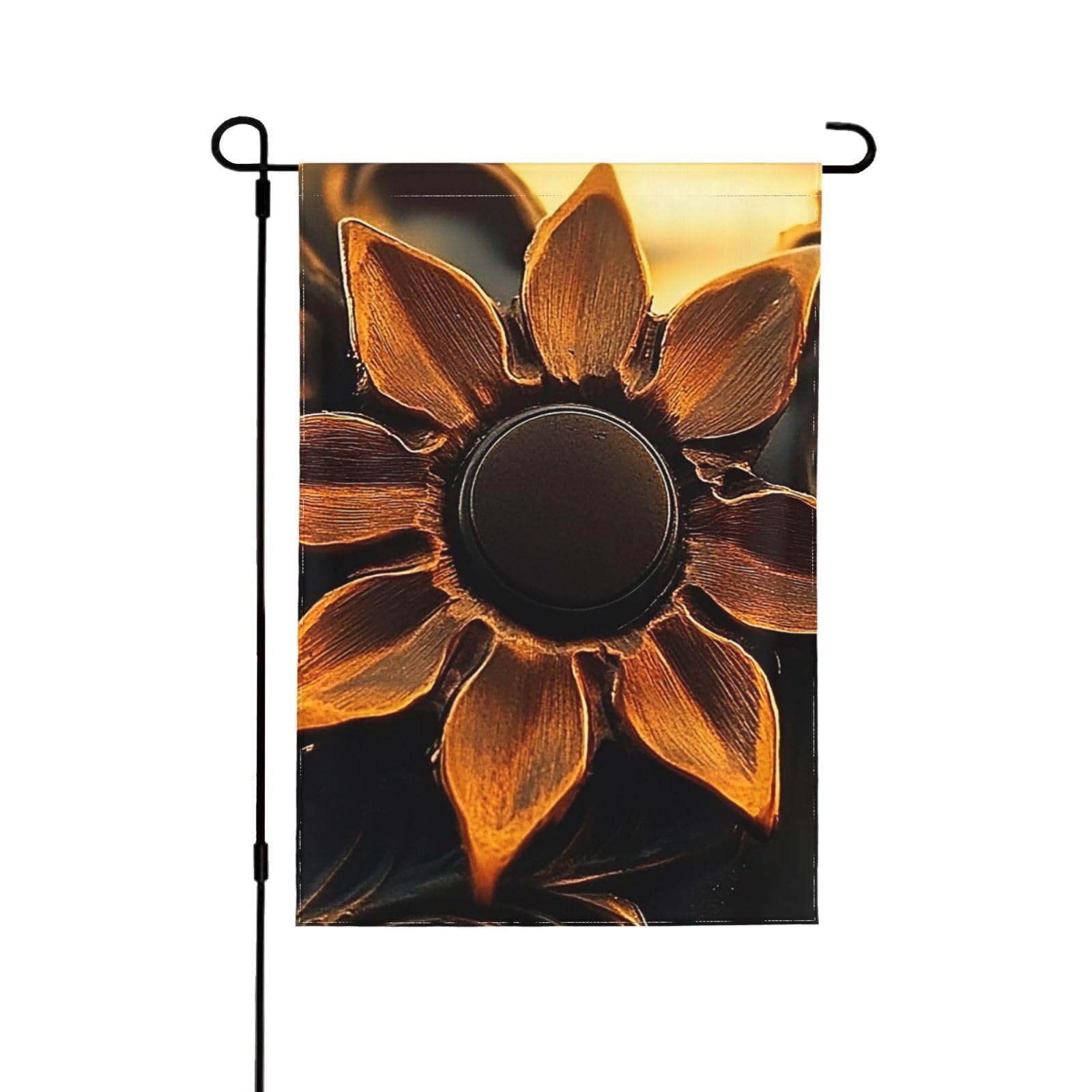 Drapeau de jardin tournesols au fini métal rouillé authentique