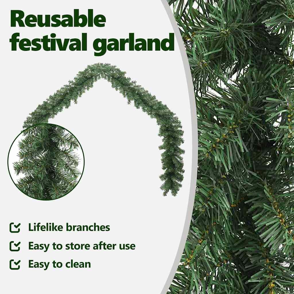vidaXL Weihnachtsgirlande 2 pcs Grün 20 m PVC, Elegante Weihnachtsgirlande, Deko für Wohnraum, festliches Grün, saisonale Verzierung, Draußen für Festive Stimmung