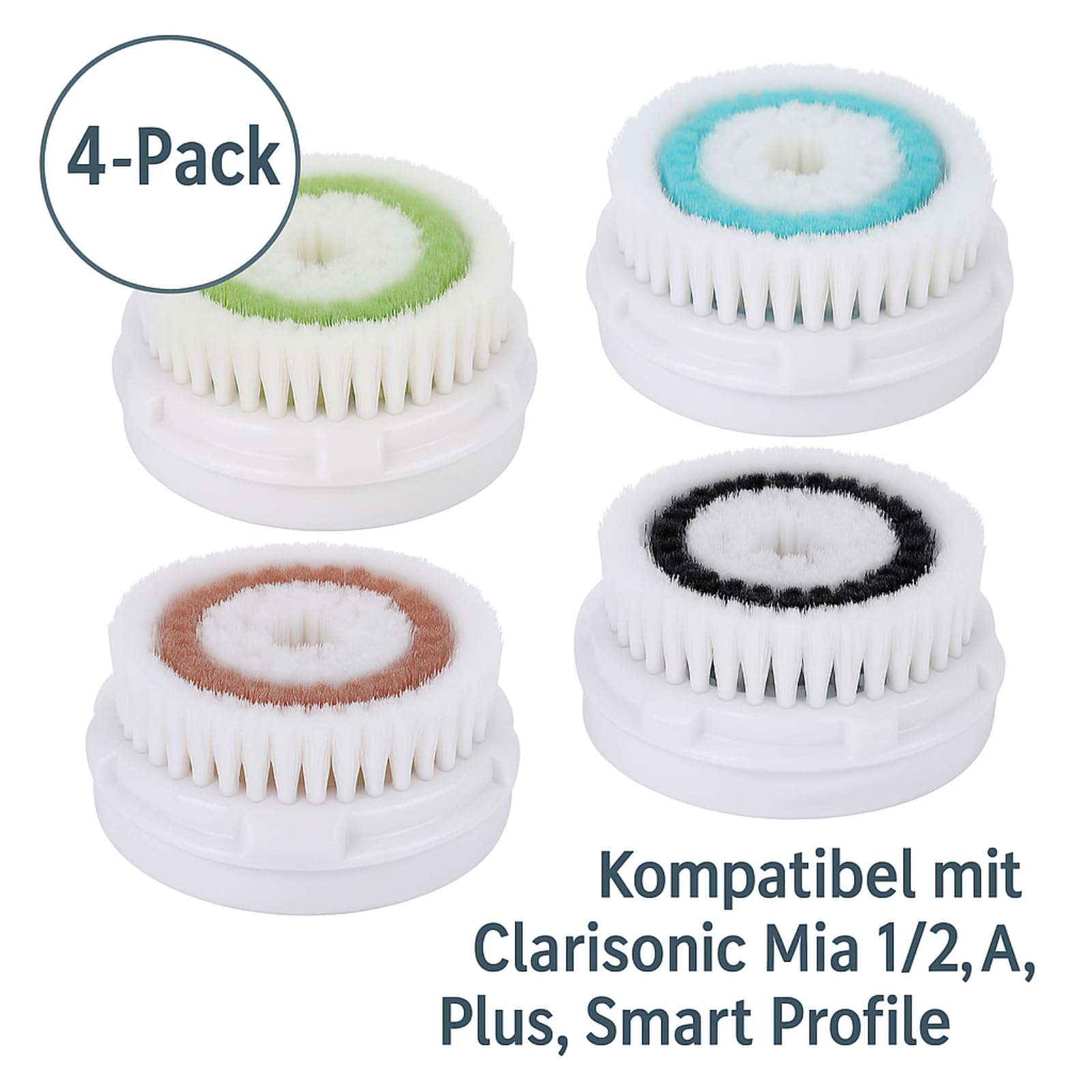 Testine di ricambio compatibili con Clariso-nic Mia 1/2, Aria, Plus, Smart Profile – Sensitive & Deep Pore – 4 testine in nylon per una pulizia delicata e profonda dei pori