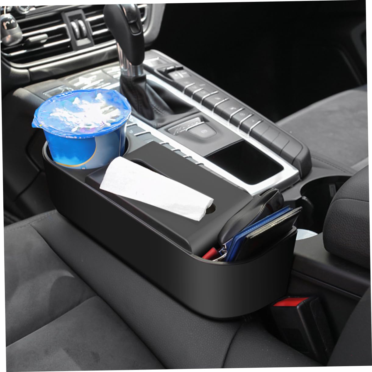Gatuida 2 Piezas de Organizador de Ranuras para Asientos de Coche, Relleno de Espacio Portavasos, Abs Resistente a Impactos, Negro