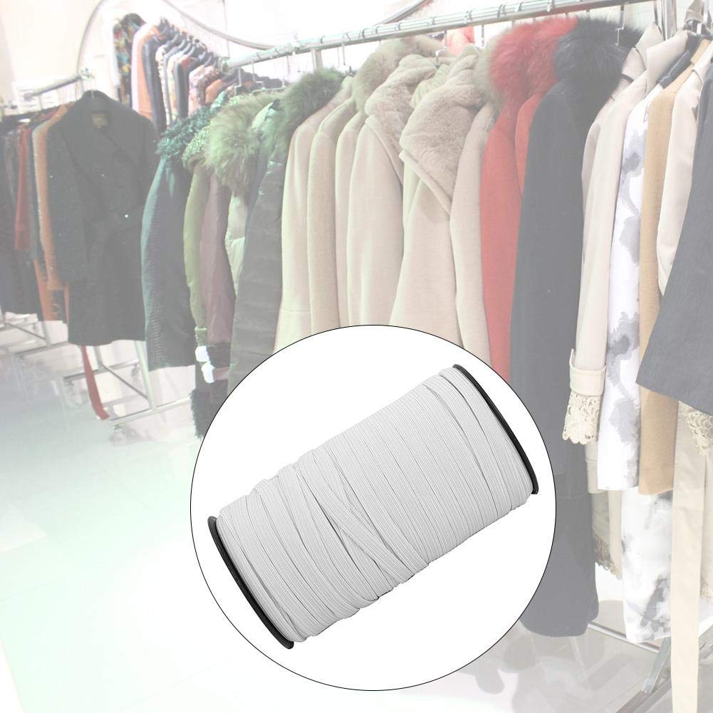 VOBOR Banda Elástica de 8 mm, Artesanía Elástica de 100 Yardas para Ropa DIY (Blanco)