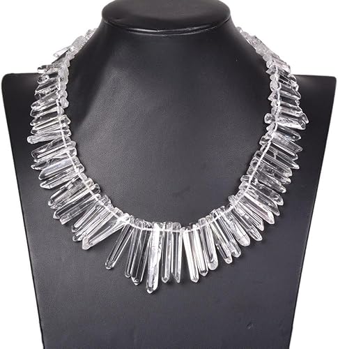 Miniatura 1 de Natural Clear Quartz Rock Crystal Facet Points Sticks Graduated Loose Gemstone Beads 16"