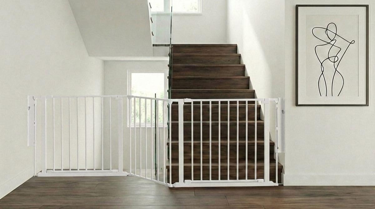 Safetots Two Door Multi Panel Stair Gate, White, Up to 226cm