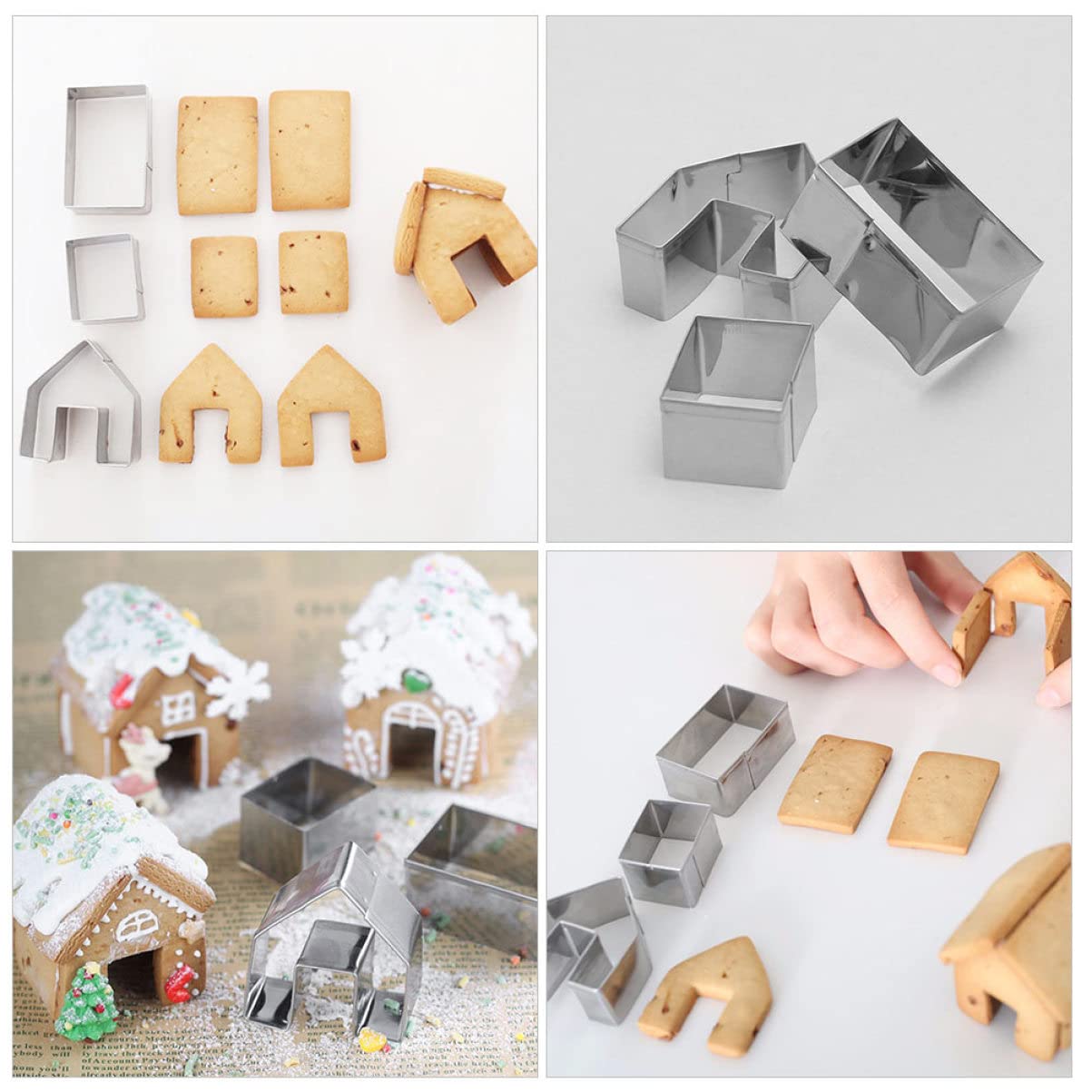 ABOOFAN Emporte-pièce en Acier Inoxydable 15 Pcs Forme Maison Biscuit de Noël, 5 Sets Moule à Biscuits Créatif et Mini pour Pâtisserie DIY et Décoration de Fête