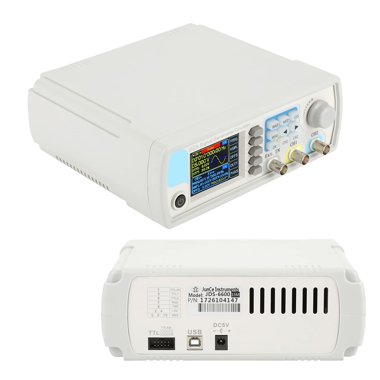 Generador de Fuente de Señal DDS Digital AC100‑240V Generador de Forma de Onda JDS6600 Contador de Generador de Señal (Estándar europeo 15HZ)