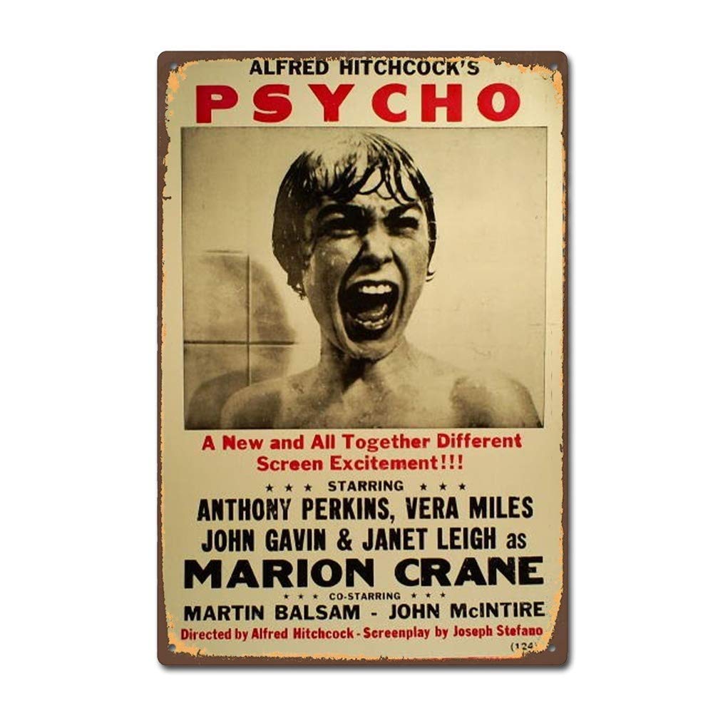 Dogt Red Classic Psycho Poster Horror Film Movie Vintage Retro Metal Decor Vintage Tin Sign Size: Approx. 20 * 30Cm/ 7.8 * 11.8 Inch(L * W)
