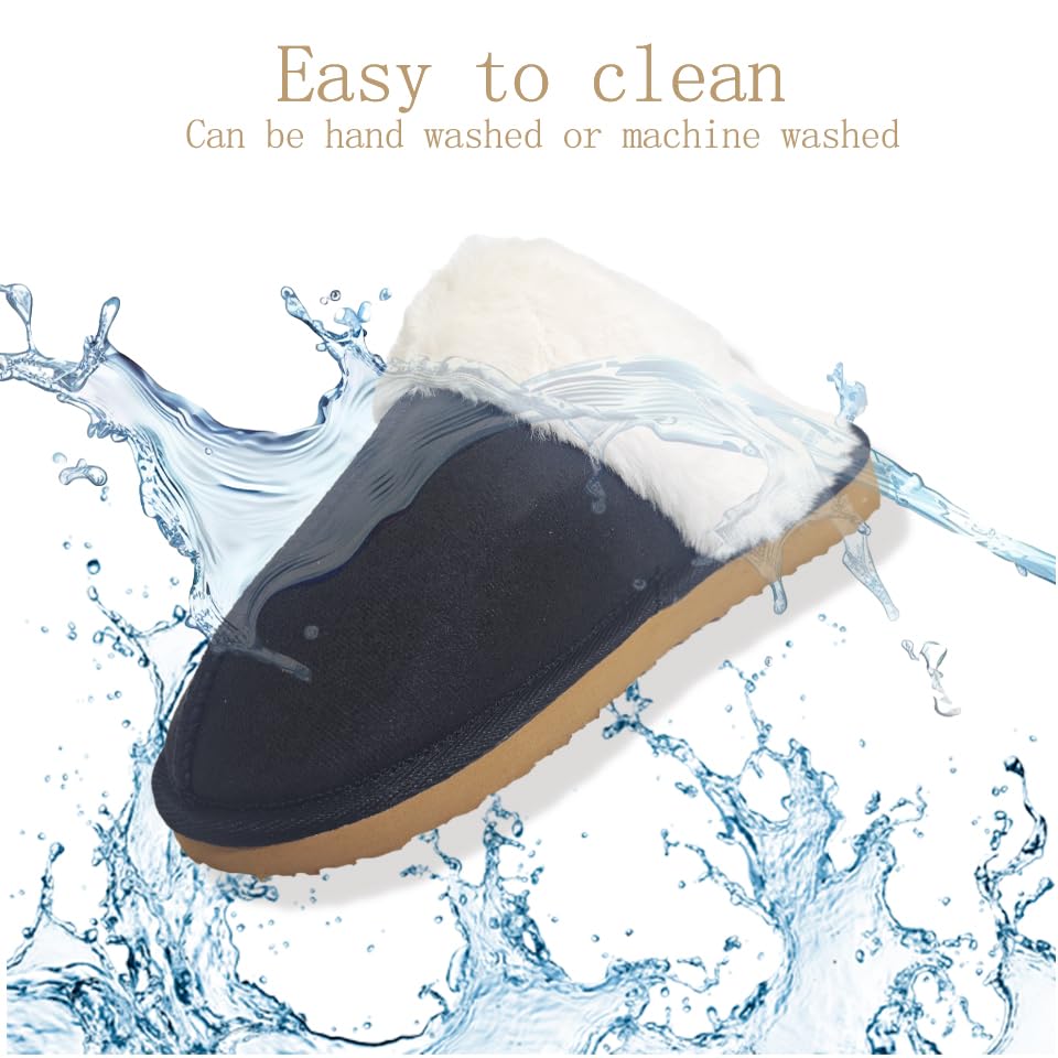 OYUPSX Cotton slippers-Womens Slipper with Memory Foam Fluffy Soft Warm Slip On House Slippers Anti-Skid Cozy Plush for Indoor Outdoor Anti slip hard bottom4