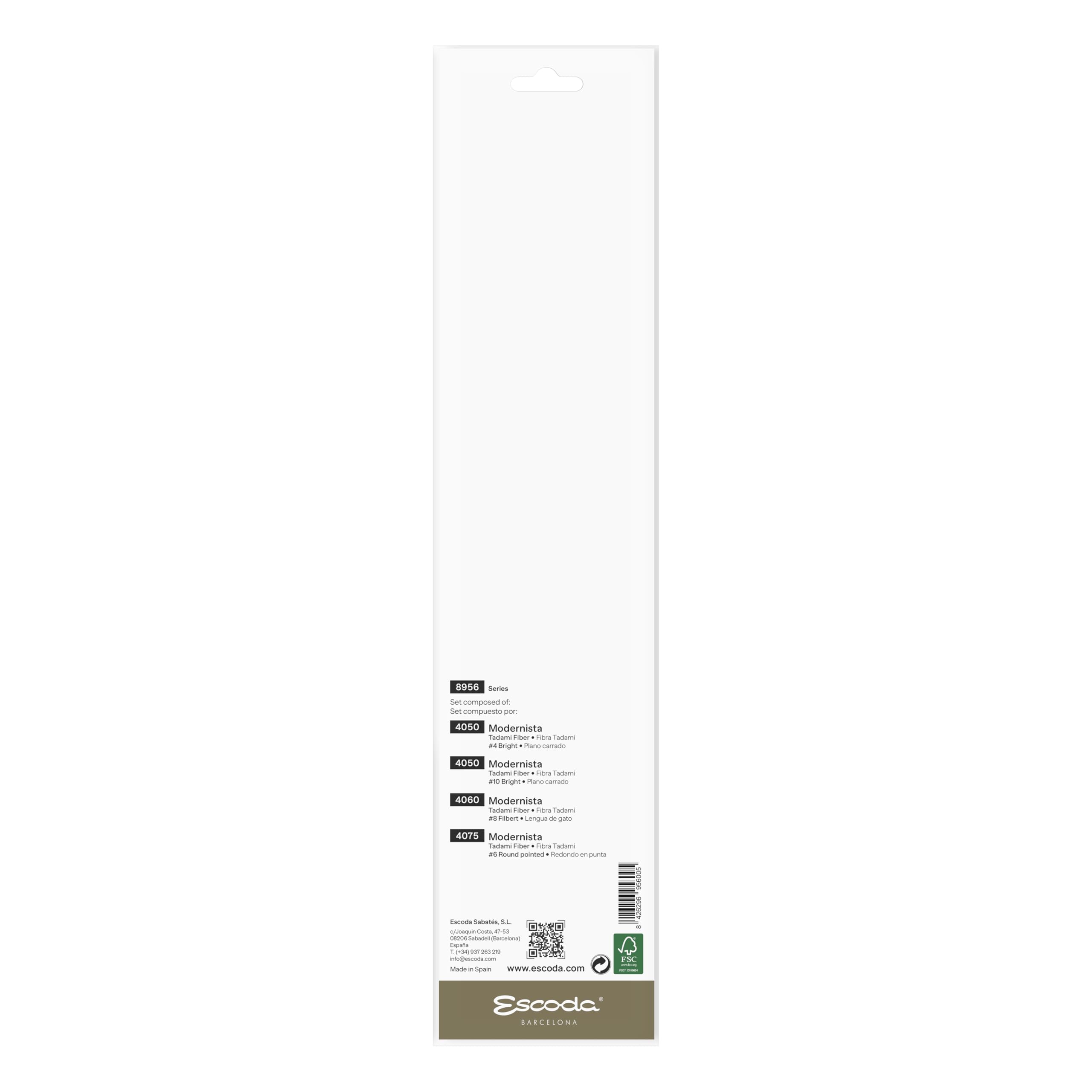 Escoda Modernista Series - Set di pennelli professionali per olio e acrilico, mangusta sintetica, 4 pezzi