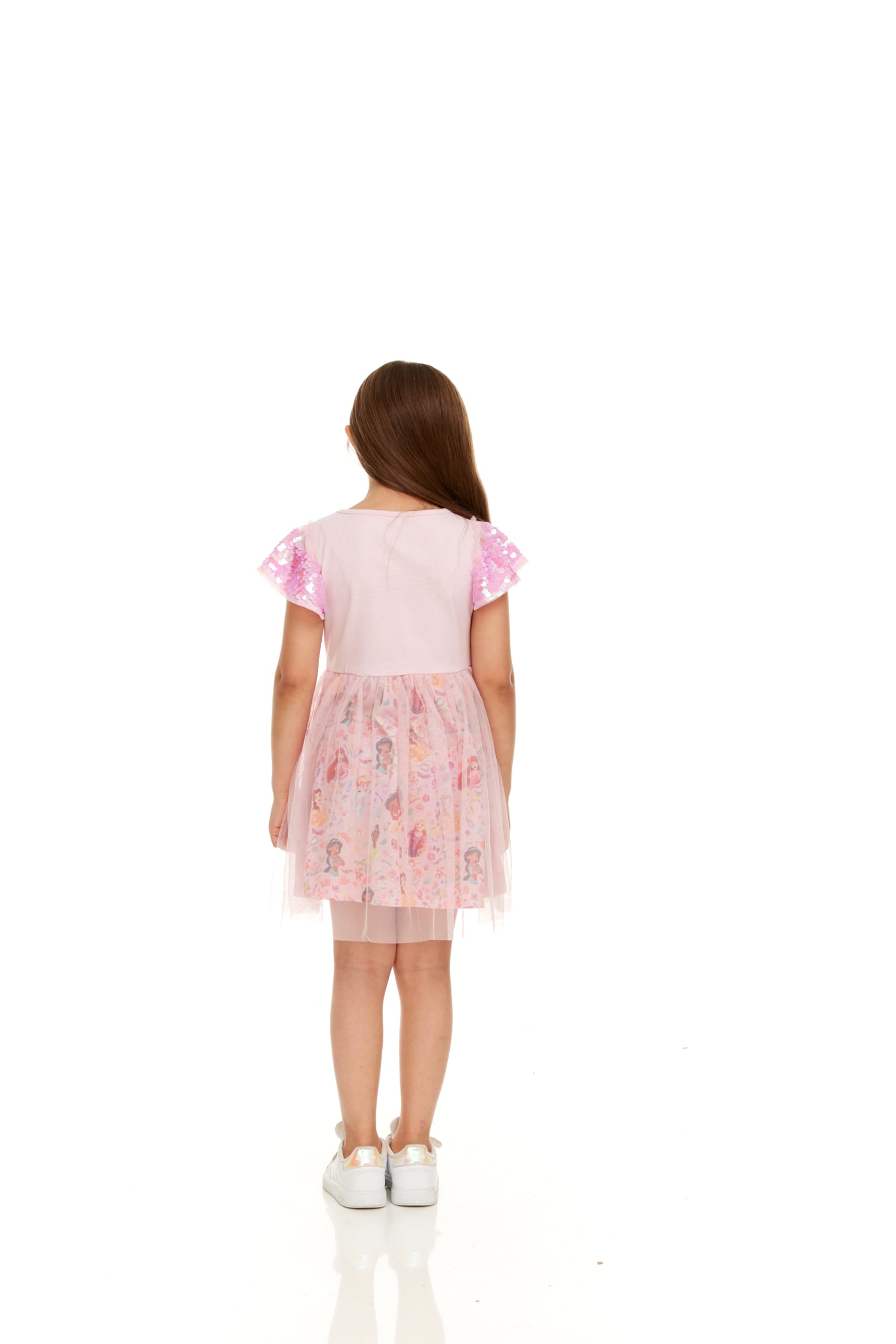 Disney Mädchen Prinzessin Mädchen Paillettenärmel Tüll Kleid