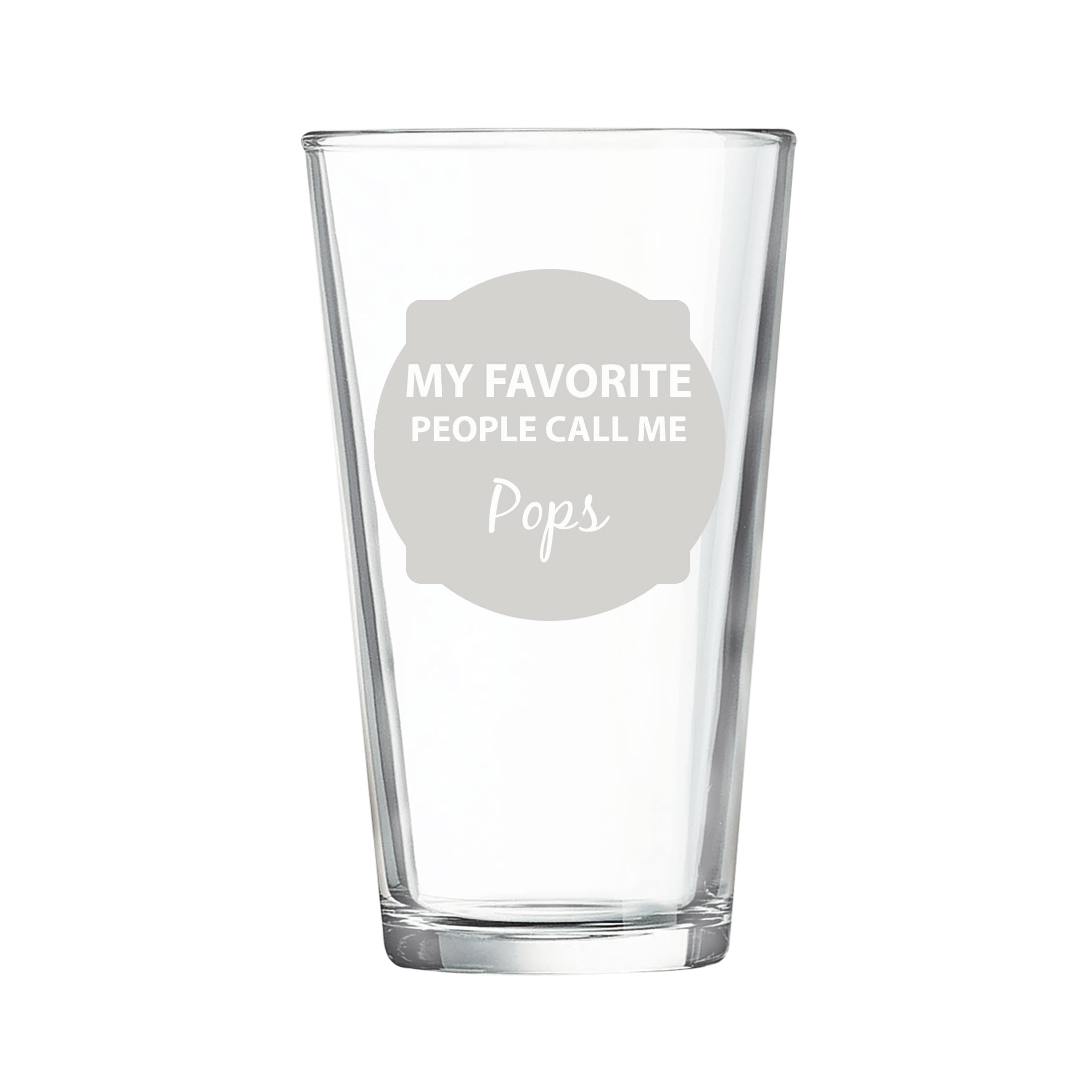CustomGiftsNowMy Favorite People Call Me Pops 16 oz Pint Beer Glass Premium Engraved Logo Design Permanent Personalized Custom Beverage Glasses Laser Engraving