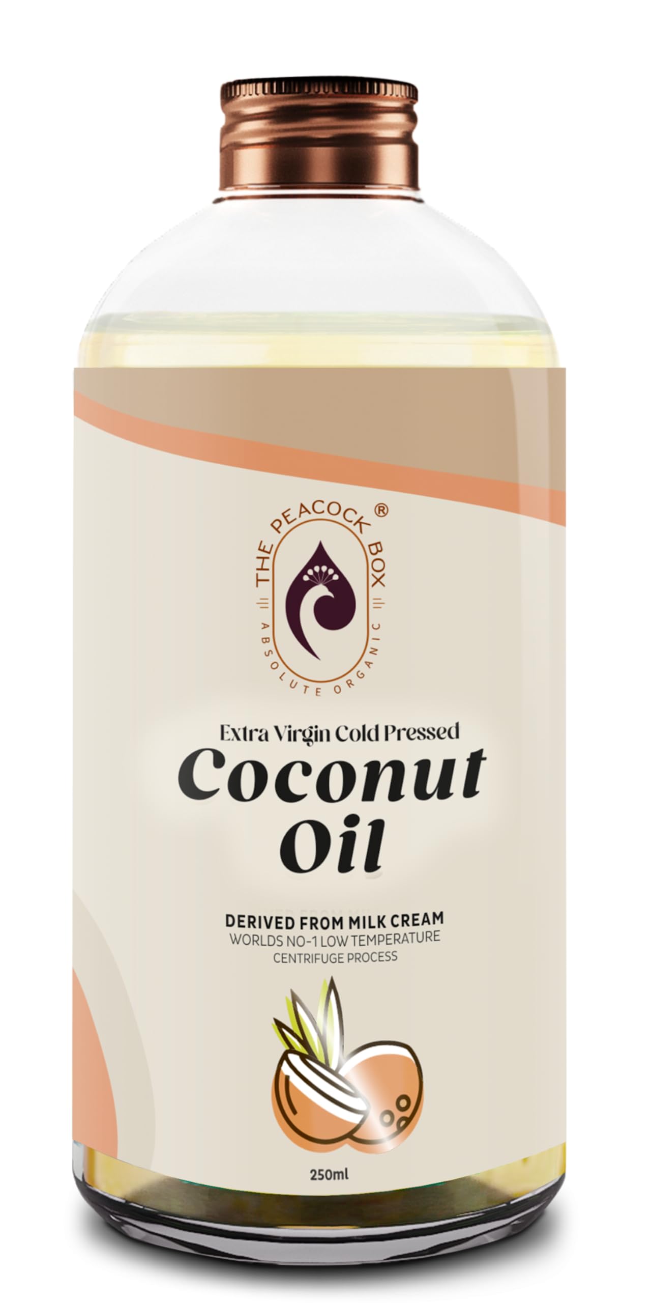 The Peacock Box Organic Extra Virgin cold pressed Coconut Oil | Derived From Coconut Milk Cream | for Hair, Skin, and Cooking - 250 Ml (B0C2ZCXC83) Amazon Price History, Amazon Price Tracker