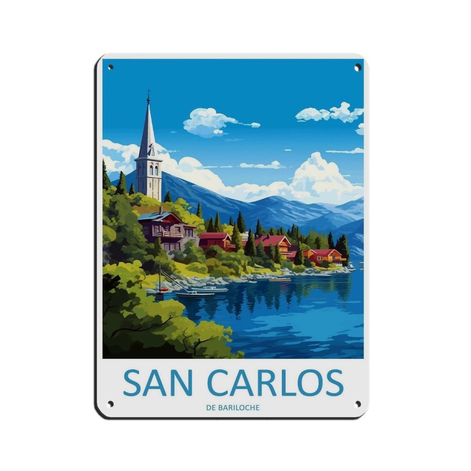 San Carlos De Bariloche Travel Art Retro Poster Metal Tin Sign Chic Art Retro Iron Painting Bar People Cave Cafe Family Garage Poster Wall Decoration 12x16inch(30x40cm)
