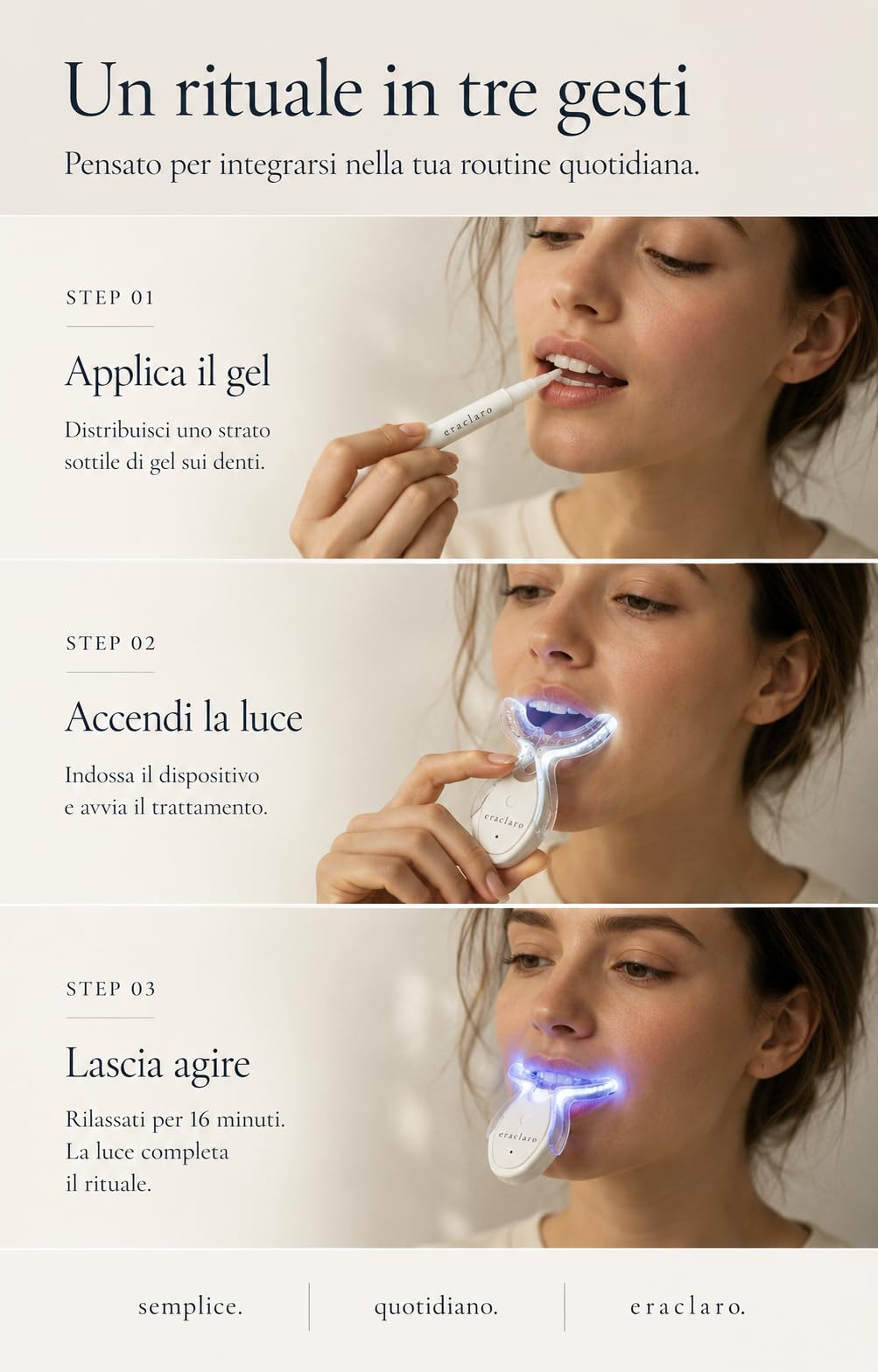 Glow Kit - Sbiancamento Denti LED con 3 Penne Gel PAP | Luce LED e 3 Gel per un rituale quotidiano