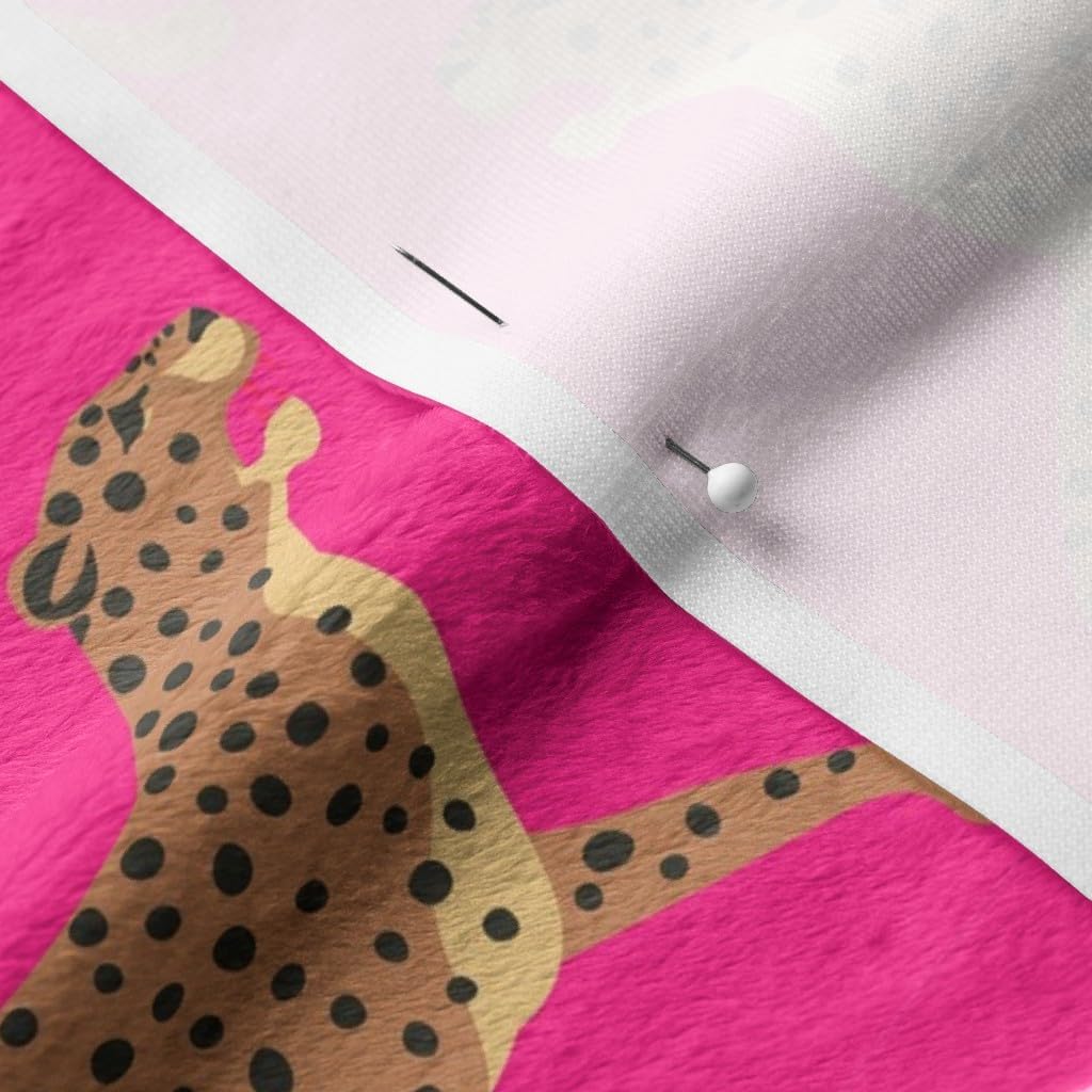 Spoonflower Fabric - Pink Cheetah African Big Cat Hot Maximalist Animal Animals Jungle Printed on Minky Fabric by The Yard - Sewing Baby Blankets Quilt Backing Plush