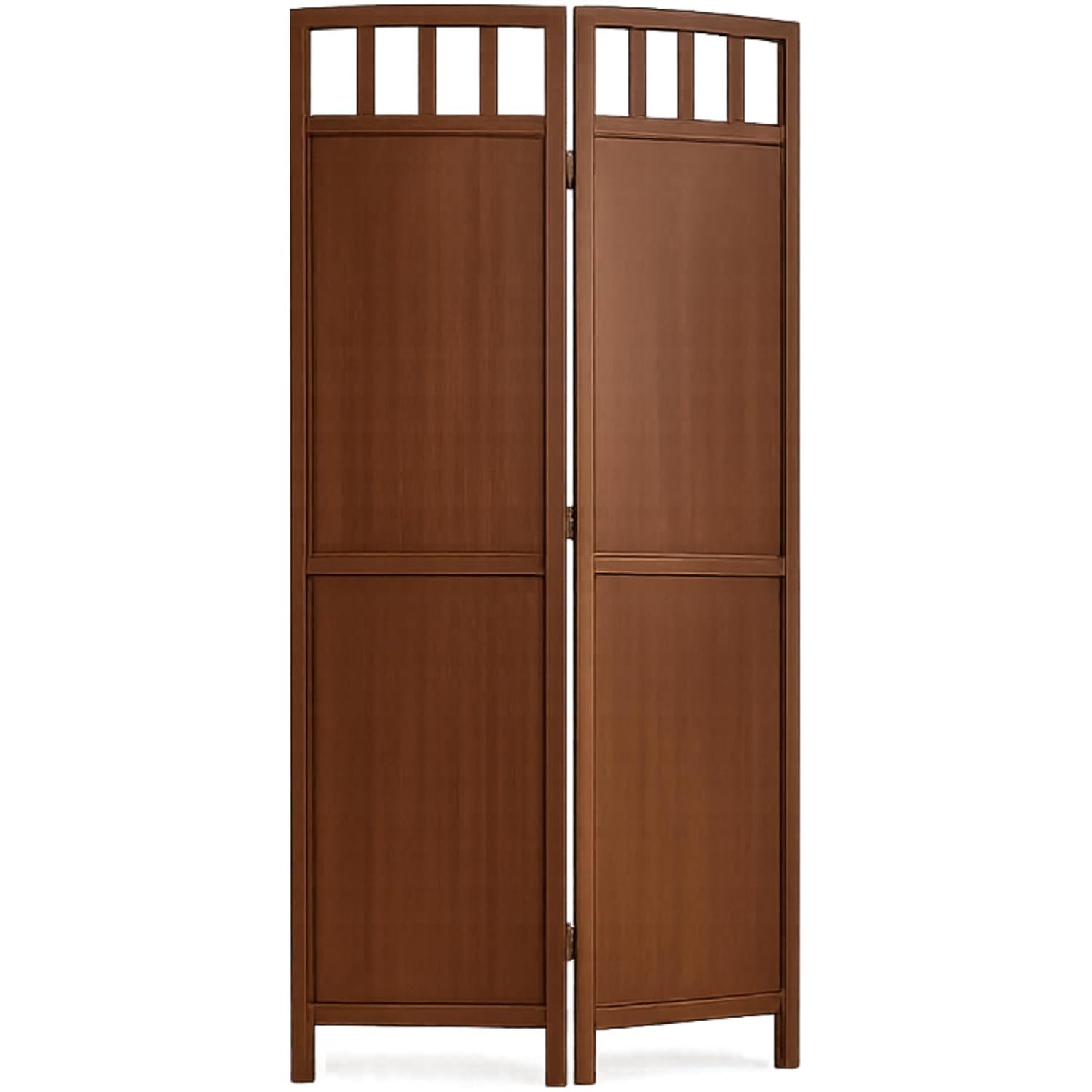wooden room divider partition foldable privacy screen plain classic separator panel for living room bedroom hall office pooja room 6 feet, brown (2 panel)