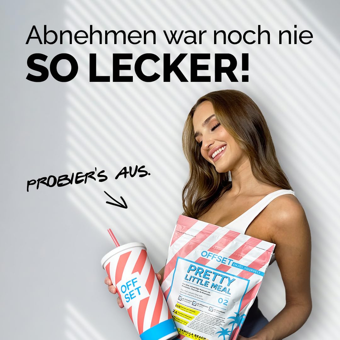 OFFSET Nutrition Abnehm Set Vanilla Mix [FÜR 50 TAGE] - inkl. ERNÄHRUNGSPLAN | Nur 250 KCAL pro Mahlzeit | Mit Abnehm Shake, Proteinriegel & Sättigungskapseln | Mahlzeitersatz