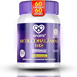 Metilcobalamina 1.000mcg MAX DOSE B12 Ativa SUBLINGUAL de Absorção Rápida – 60 Cápsulas - Suplemento Alimentar Sublingual