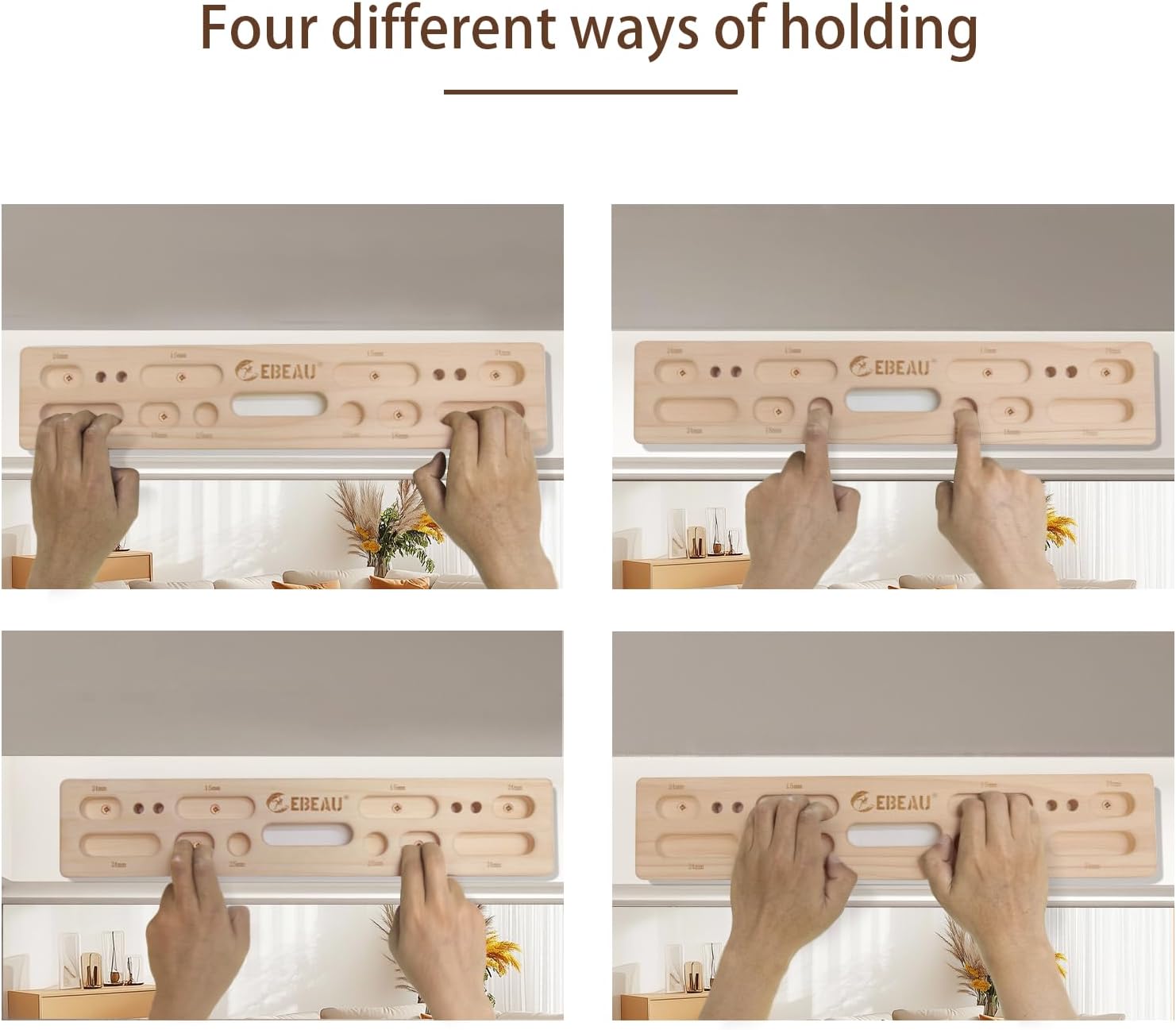 ebeau Climbing Hangboard Portable Hangboard Rock Climbing Holds for Climbing and Grip Training, Door-Mounted Workouts, and Pull-Up Bars for Rock Climbers for Climbers