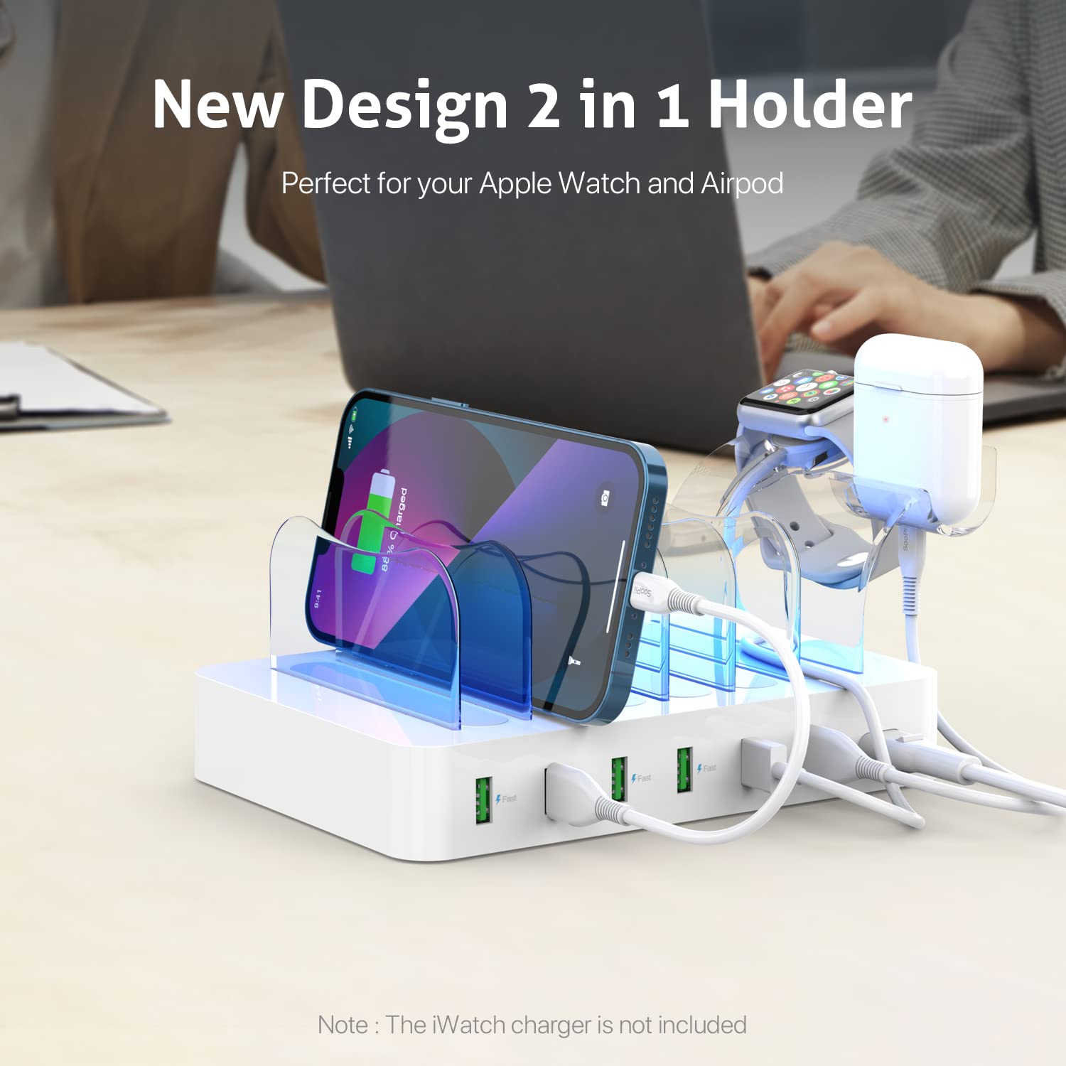 SooPii Premium 6Port USB Charging Station Organizer for Multiple