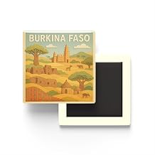 Burkina Faso - Paper Cut Art - Bask l  Buzdolap Magneti Kare - 9x9 cm