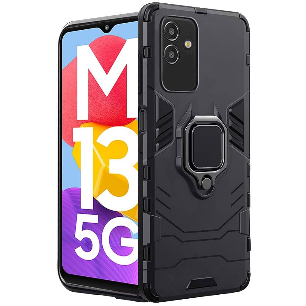 TheGiftKart Tough Armor Samsung Galaxy M13 5G Bumper Back Case Cover | Ring Holder & Kickstand in-Built | 360 Degree Protection Back Case Cover for Samsung Galaxy M13 5G (PC, Polymer | Black) (B0BB7Z5MH5) Amazon Price History, Amazon Price Tracker