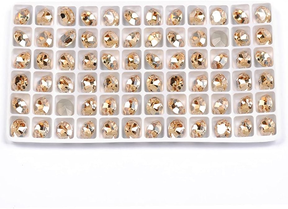 Glitter Glass Crystal Golden Shadow Oval Shape Nail Charms Design Manicure for Nail Art Decorations