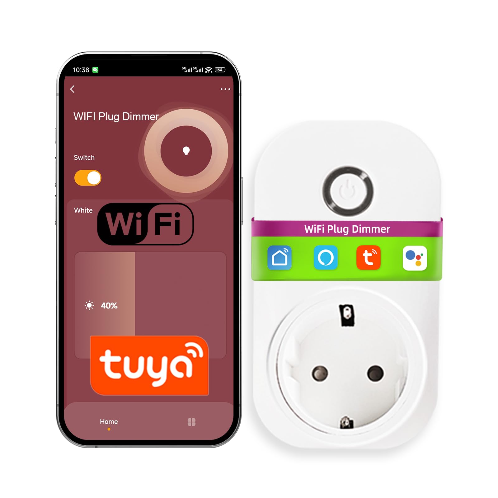 Presa intelligente Wi-Fi per dimmer | Controllo vocale e app | Compatibile con Smart Life|Nessun hub richiesto | Adatto per lampade LED dimmerabili esistenti