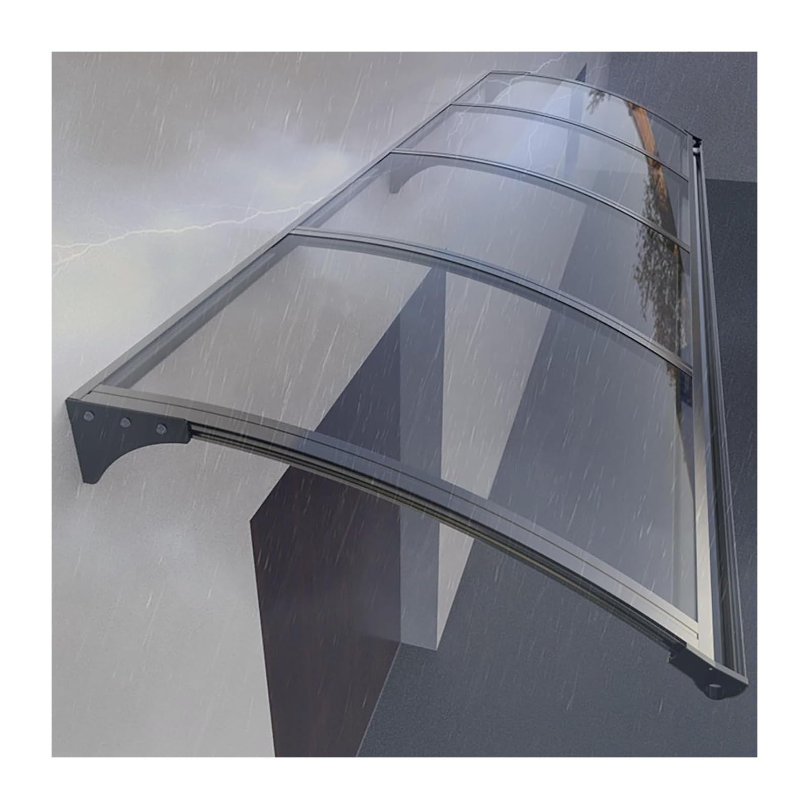 Tenda da sole curva per porta, in metallo, per portico/patio, design moderno (65 x 440 cm), protezione durevole dalla pioggia