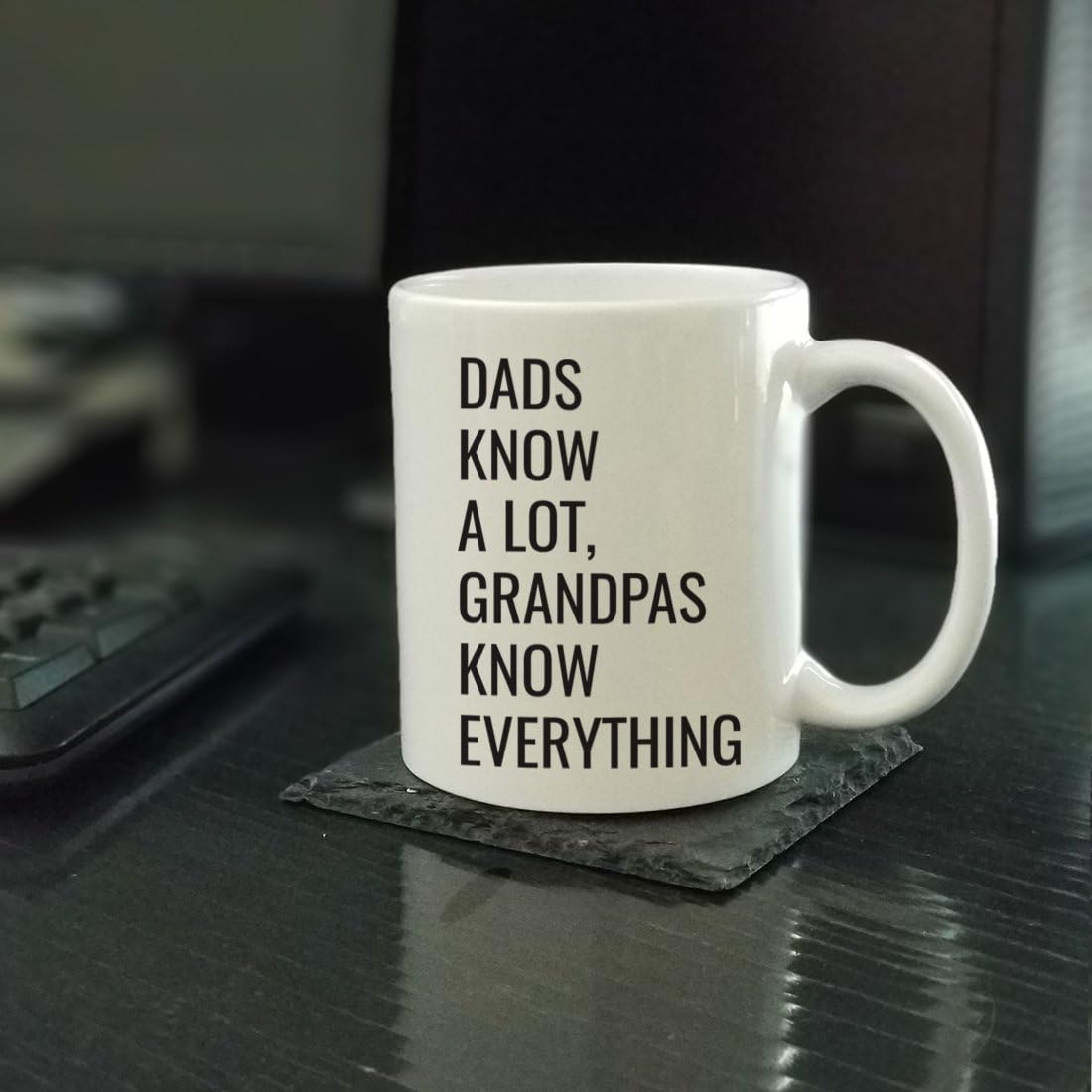 Andaz Press 11oz. Father's Day Coffee Mug Gift, Dads Know A Lot, Grandpas Know Everything, 1-Pack, Funny Dad Birthday Christmas Gift Ideas