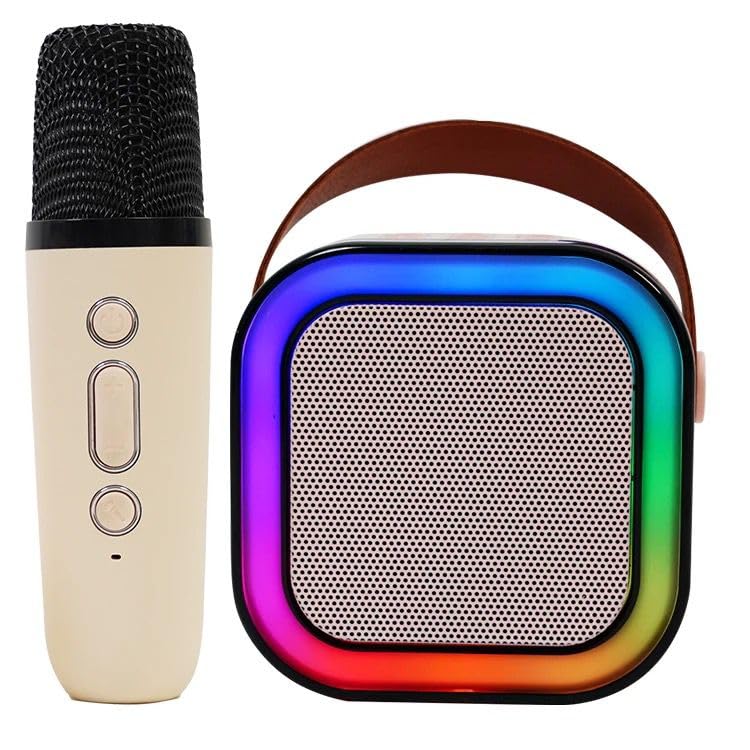 HUMAIZAR Colourful Karaoke Sound System Portable Bluetooth Wireless Speaker with Wireless Mic for Music & Dancing Toys for Birthdays Gifts for Girls & Boys for All Ages Kids - Set of 1 (Beige) (B0DF686DHZ) Amazon Price History, Amazon Price Tracker