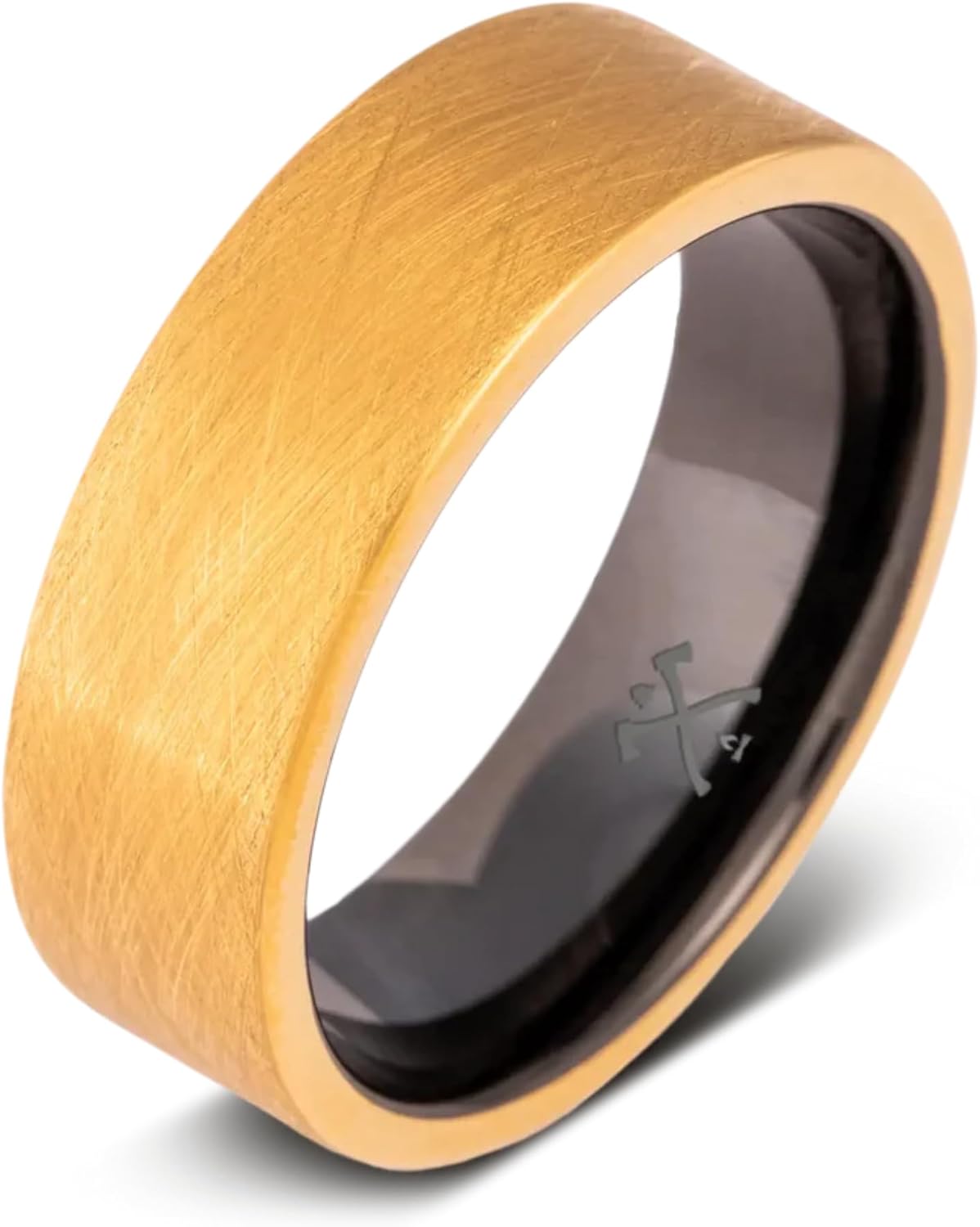 Manly Bands: Mens 14K Yellow Gold Plated Wedding Bands and Rings - Gold Plated Tungsten Comfort Fit and Stylish Rings for Men, Free Silicone Ring Included