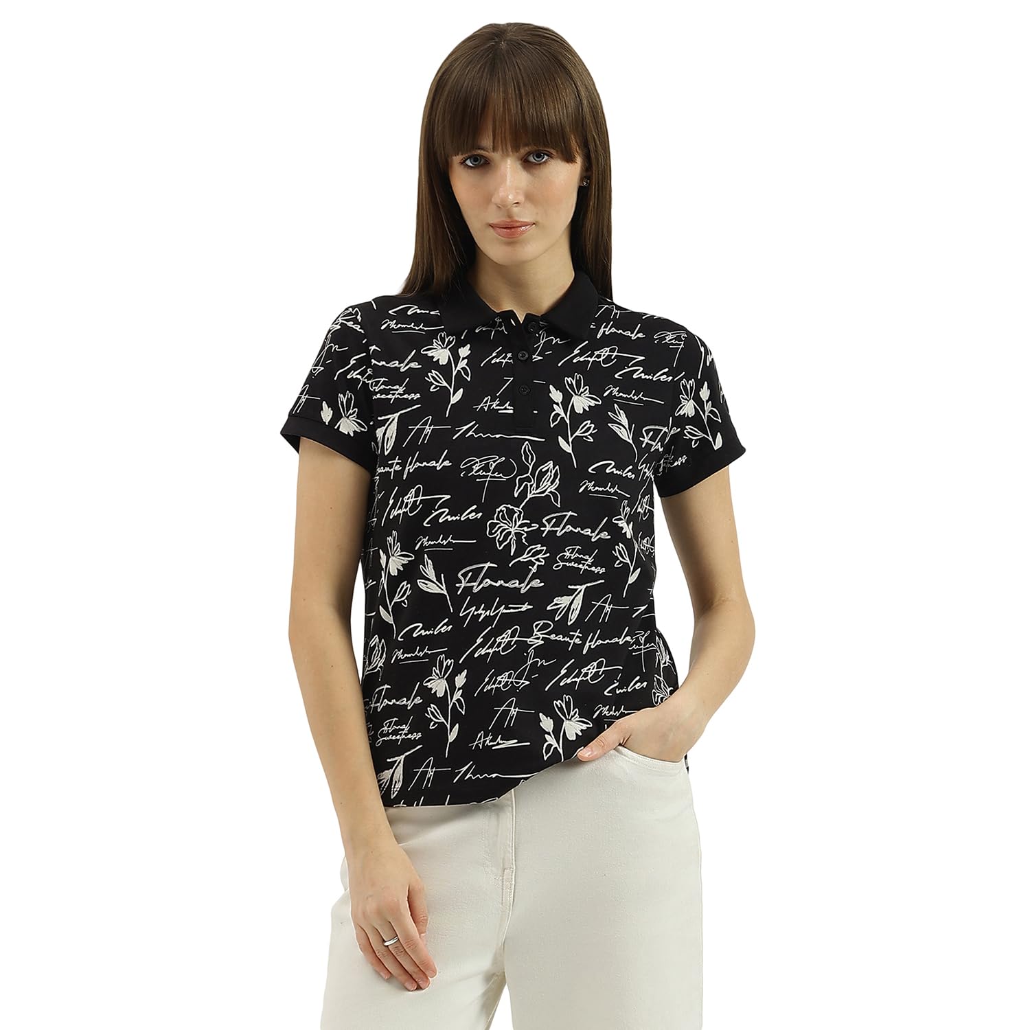 Polo Neck Printed T-Shirt