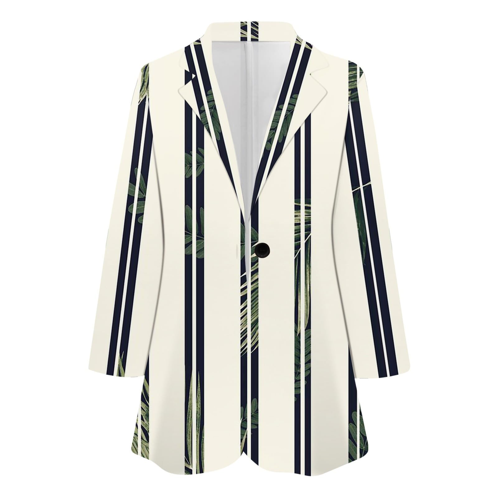 Generisch Jackett Damen Sportlich Blazer Gestreift Anzug Jacke Open Front