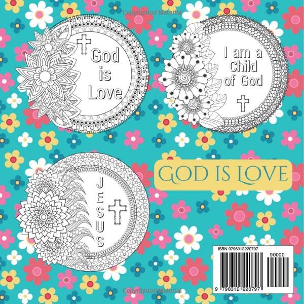 Mini Coloring Book GOD IS LOVE BEAUTIFUL BIBLE VERSES (Volume 4): 7.5 x 7.5 Pocket Size For Travel On The Go, Easy Biblical Quote Designs for Calming Stress for Beginners, Seniors, Adults and Kids image 3