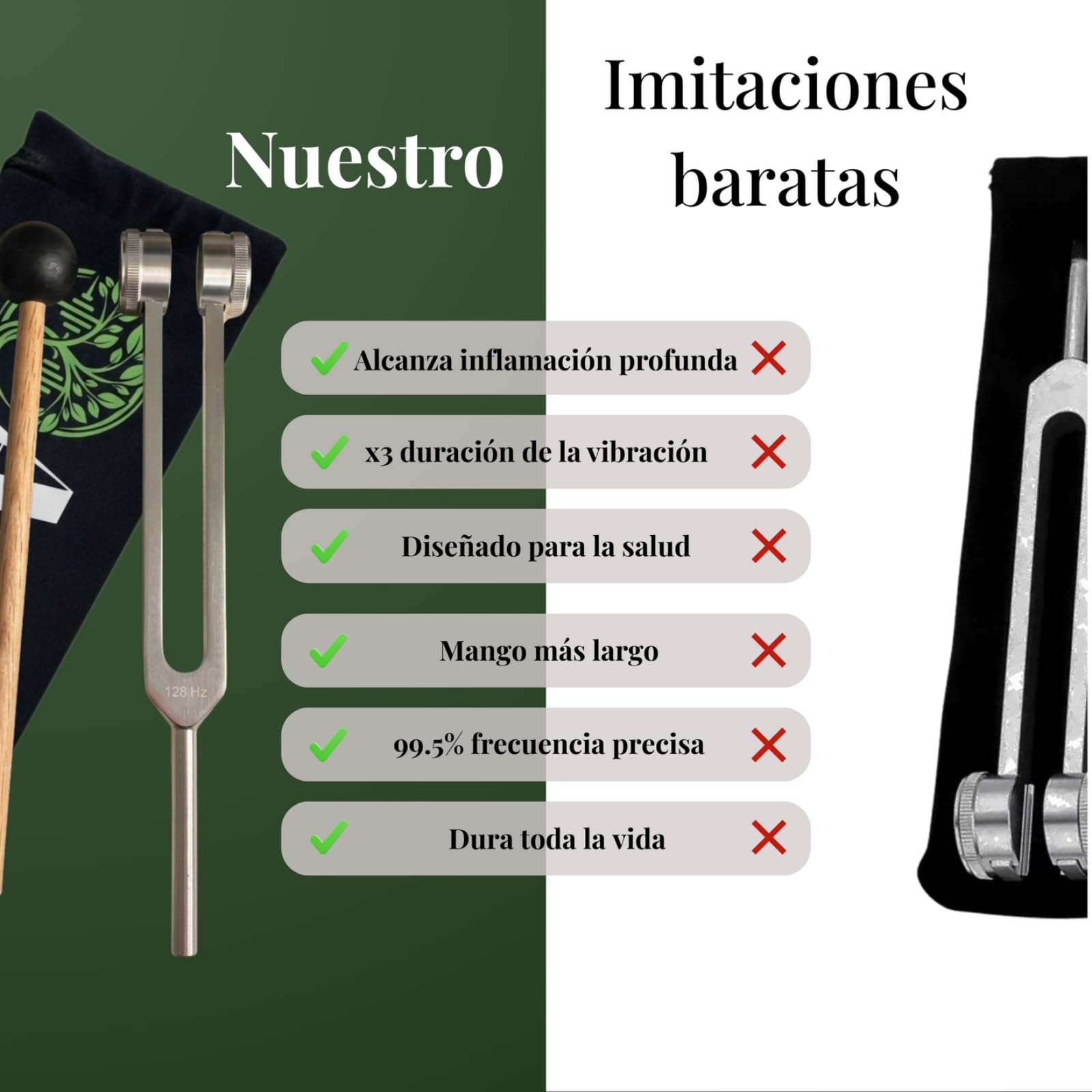 Lumyra Instrumento de Sanación 128 Hz,Diapasón de Aluminio 128Hz,Juego Completo con Martillo de Silicona,Bolsa de Almacenamiento y Llave Allen para Meditación y Terapia de Sonido