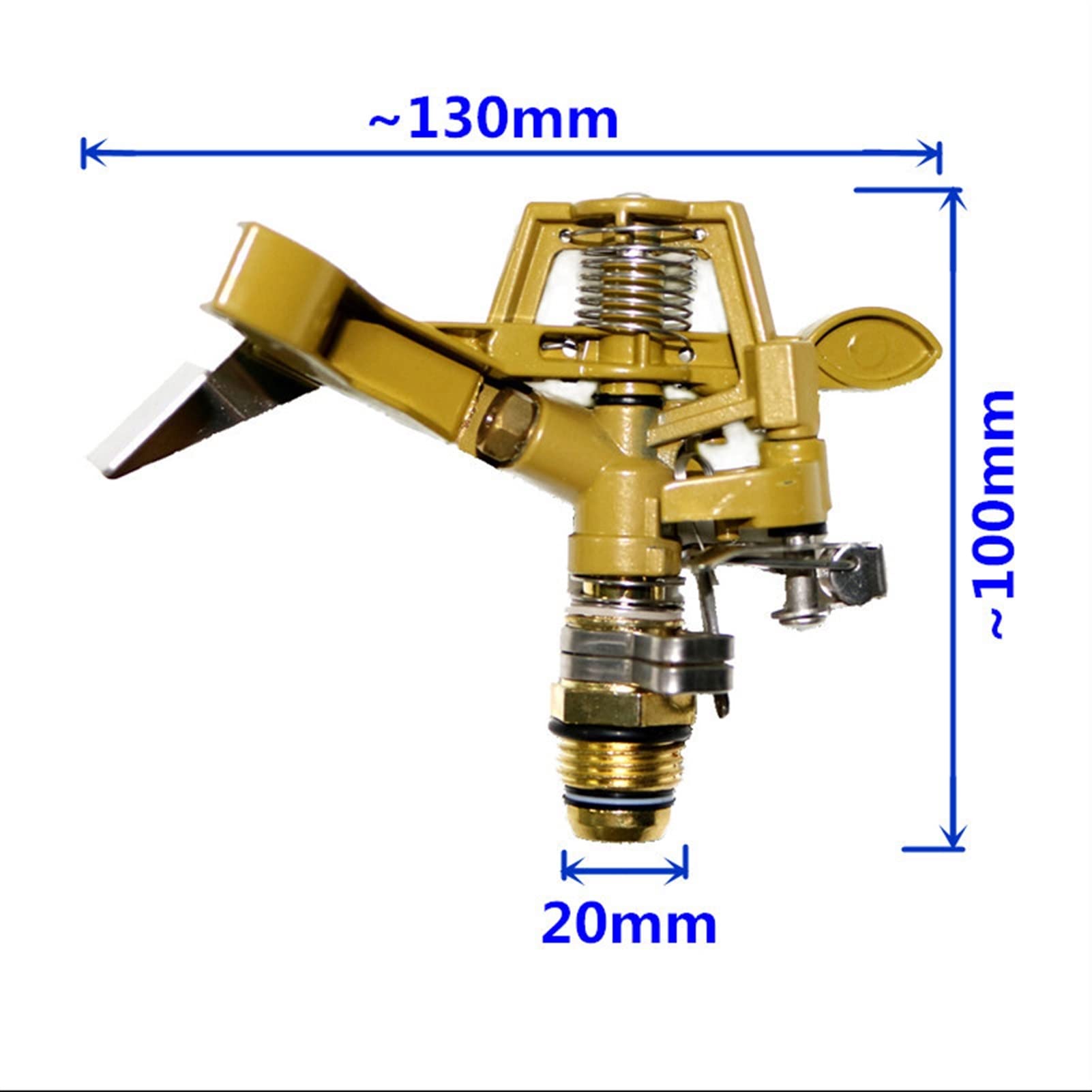 1 Stück Gartensprinkler aus Zinklegierung Kipphebel-Wassersprinkler drehen Gartenbewässerung 1/2" Anschluss Sprühwinkel Einstellbar 15-360 Grad