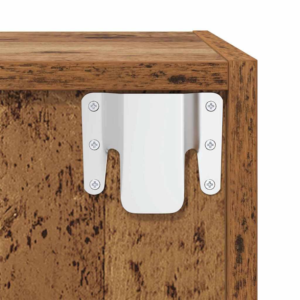 Set 2 Mobili TV da Parete Legno Ingegnerizzato Vecchio | Coppia di pensili sospesi per organizzare decoder e accessori nel soggiorno moderno, ottimizzando lo spazio a terra.