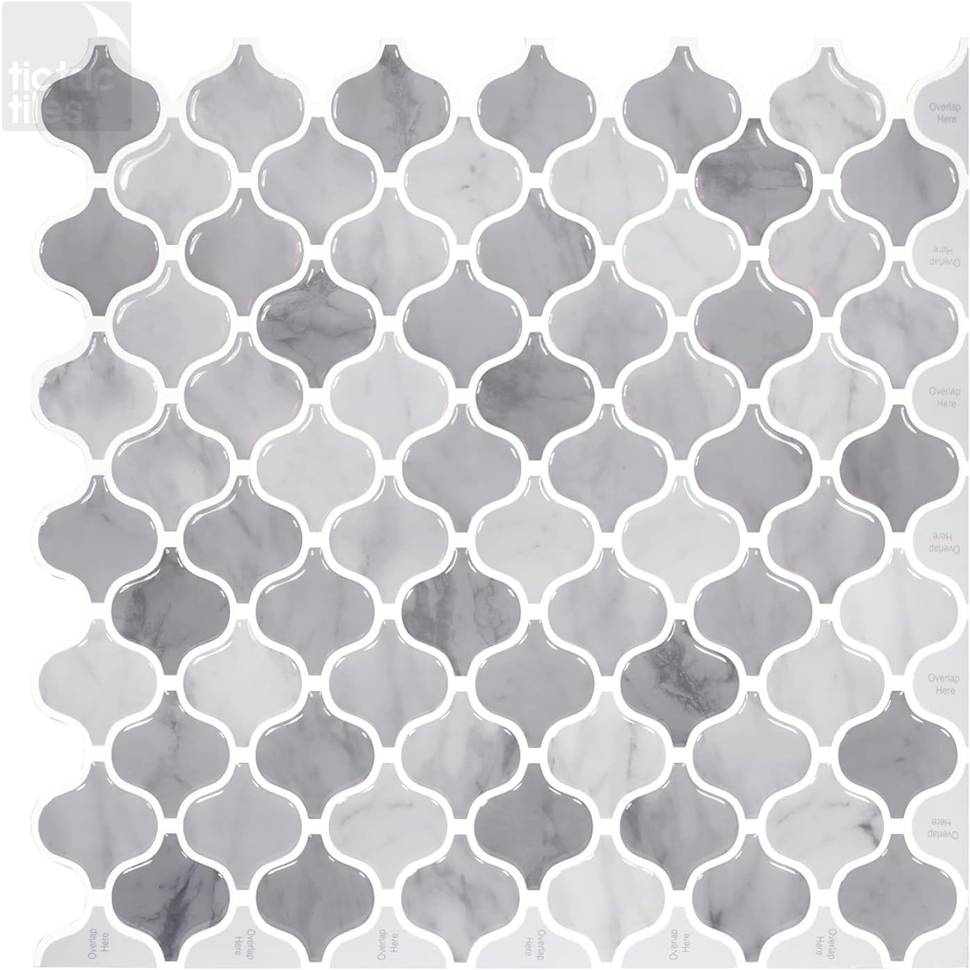 Tic Tac Tiles 12 x 12 Peel and Stick Self Adhesive Removable Stick On Kitchen Backsplash Bathroom 3D Wall Sticker Wallpaper Tiles in Damask Designs (5)