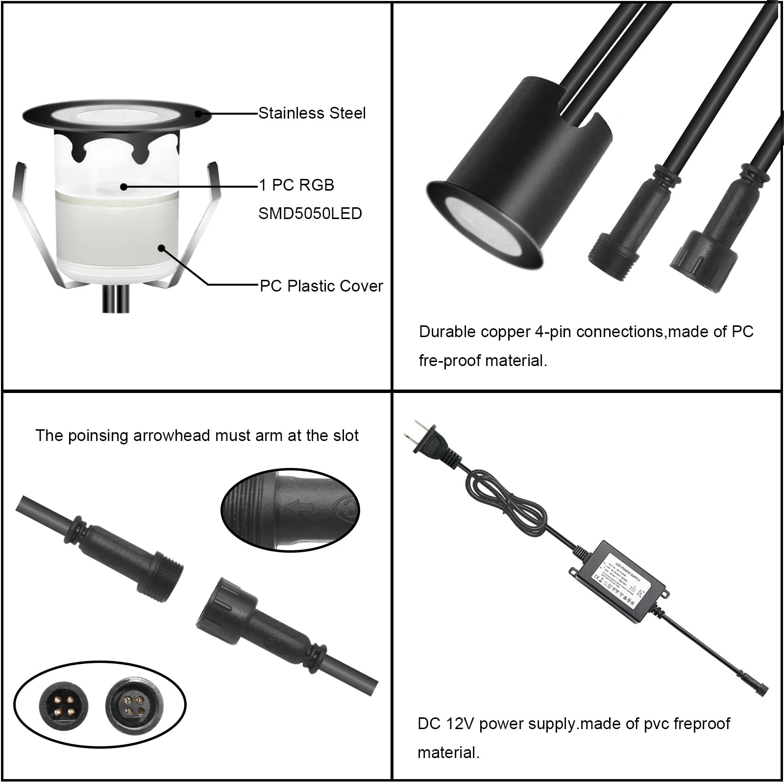 YZGWZLD Recessed LED Deck Lights Kits with Protecting Shell,20Pack ?1.18 IP67 Waterproof 12V Low Voltage Embedded Step Stair Cool White Outdoor Landscape LED Lighting for Yard,Garden,Floor,Entryways