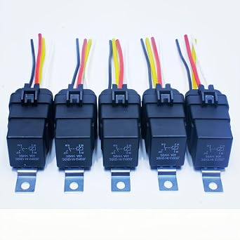 40/30AMP 12V DC Waterproof Heavy Duty Relay with 4-pin SPST Coil, 4-pin SPST Automotive Type, Pure Copper Tinned Wire - 5 Pack