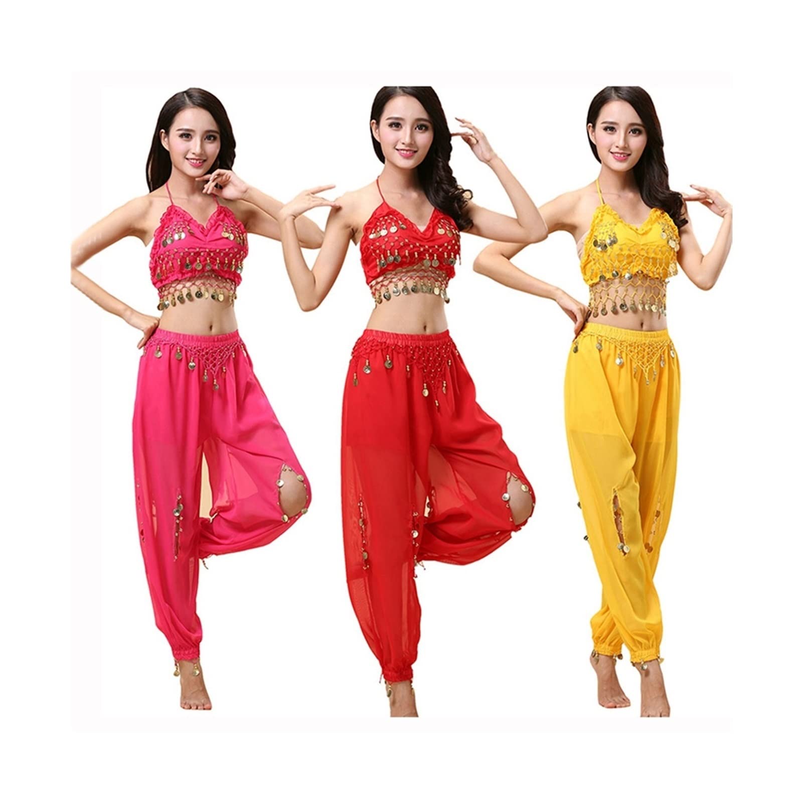 WSMNYH Cintura da Ballo Conjunto de 2 Piezas Disfraces de Baile Profesional Mujer Danza del Vientre for Mujer Vestido de Traje de Baile for Adultos Gonna di Danza del Ventre