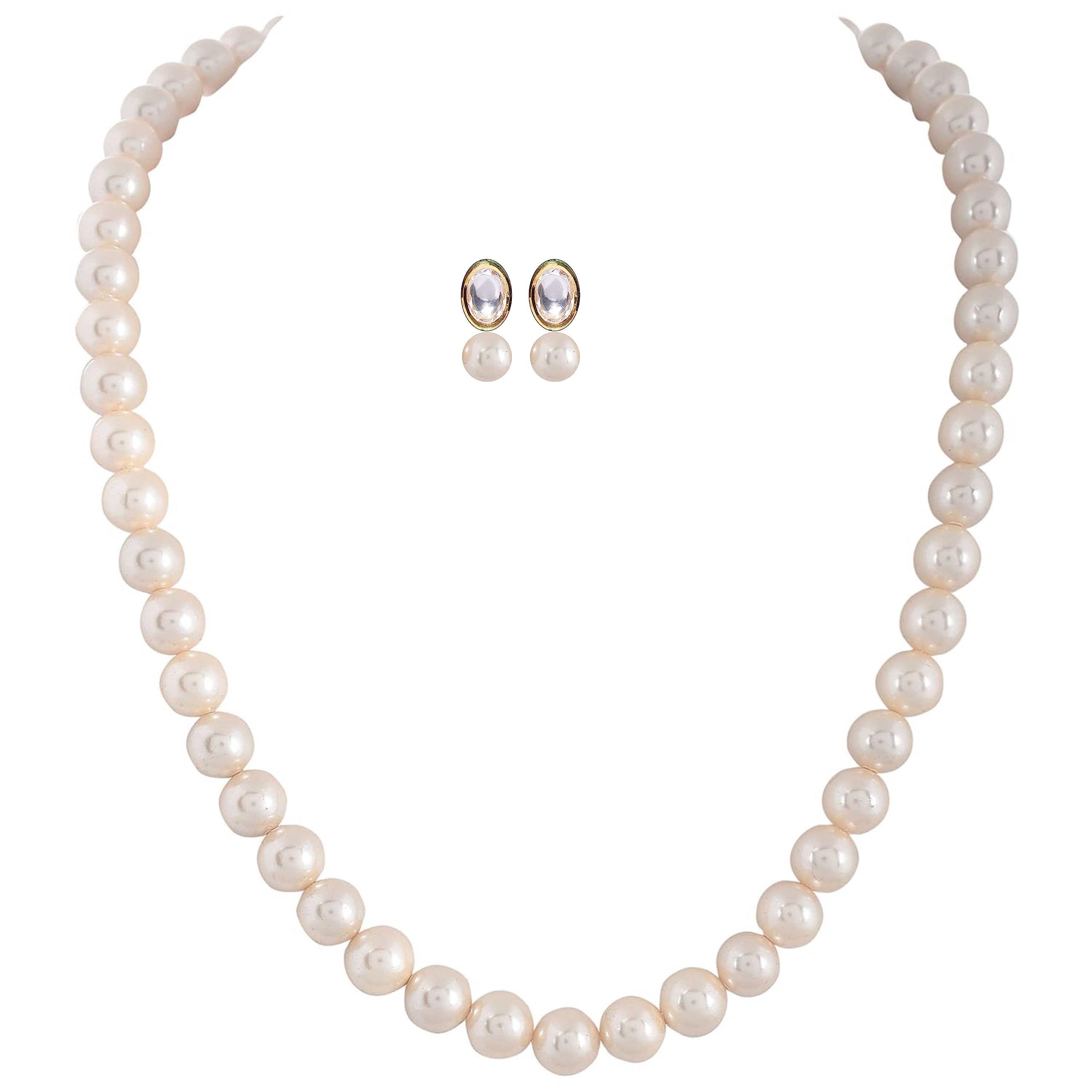 PANAASHE-RAJASTHANI Single Line White Pearl With Kundan Studd Earring For Women (N19Bp) (B0CBPXM46P) Amazon Price History, Amazon Price Tracker