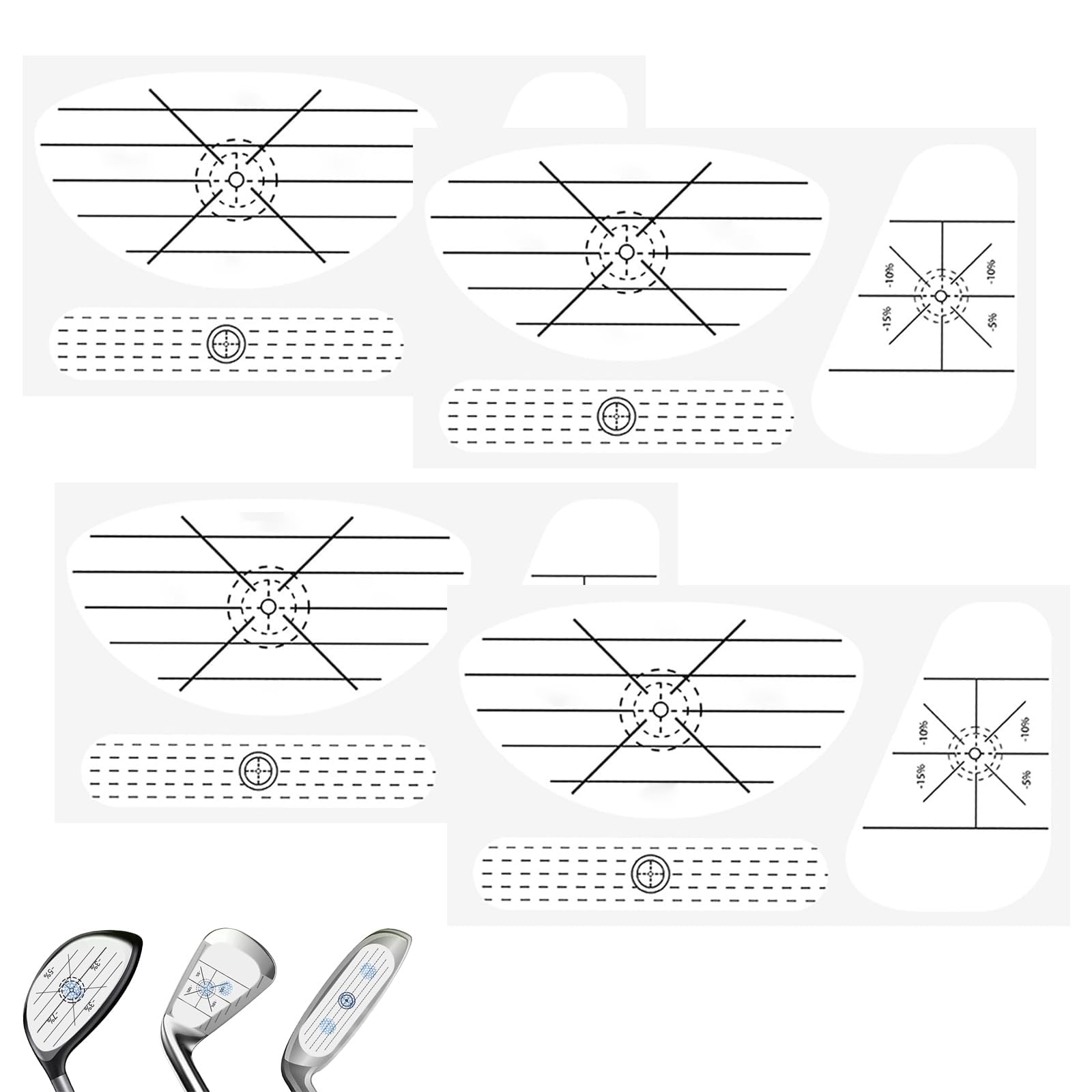 VPB 150PCS Golf Impact Tape,Labels Golf Impact Stickers, Golf Self-Teaching Sweet Spot and Shot Consistency Analysis for Irons Driver Woods Irons Putters (Only For Right-Handed Golfers)