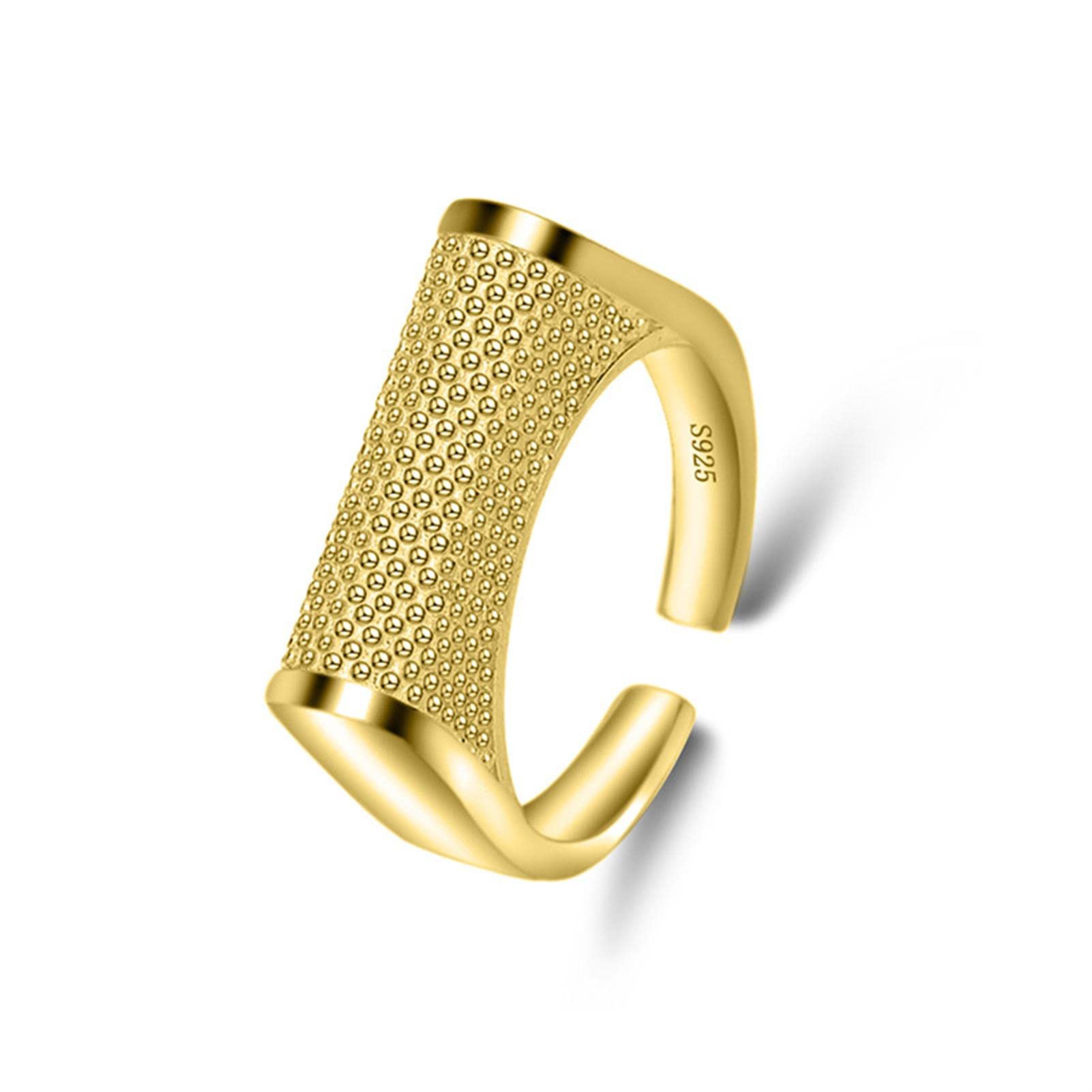 S925 Sterling Silber Ring Einstellbare 18K Open Verlobungsring Hip Hop Personalisierte Ring für Frauen,Gold